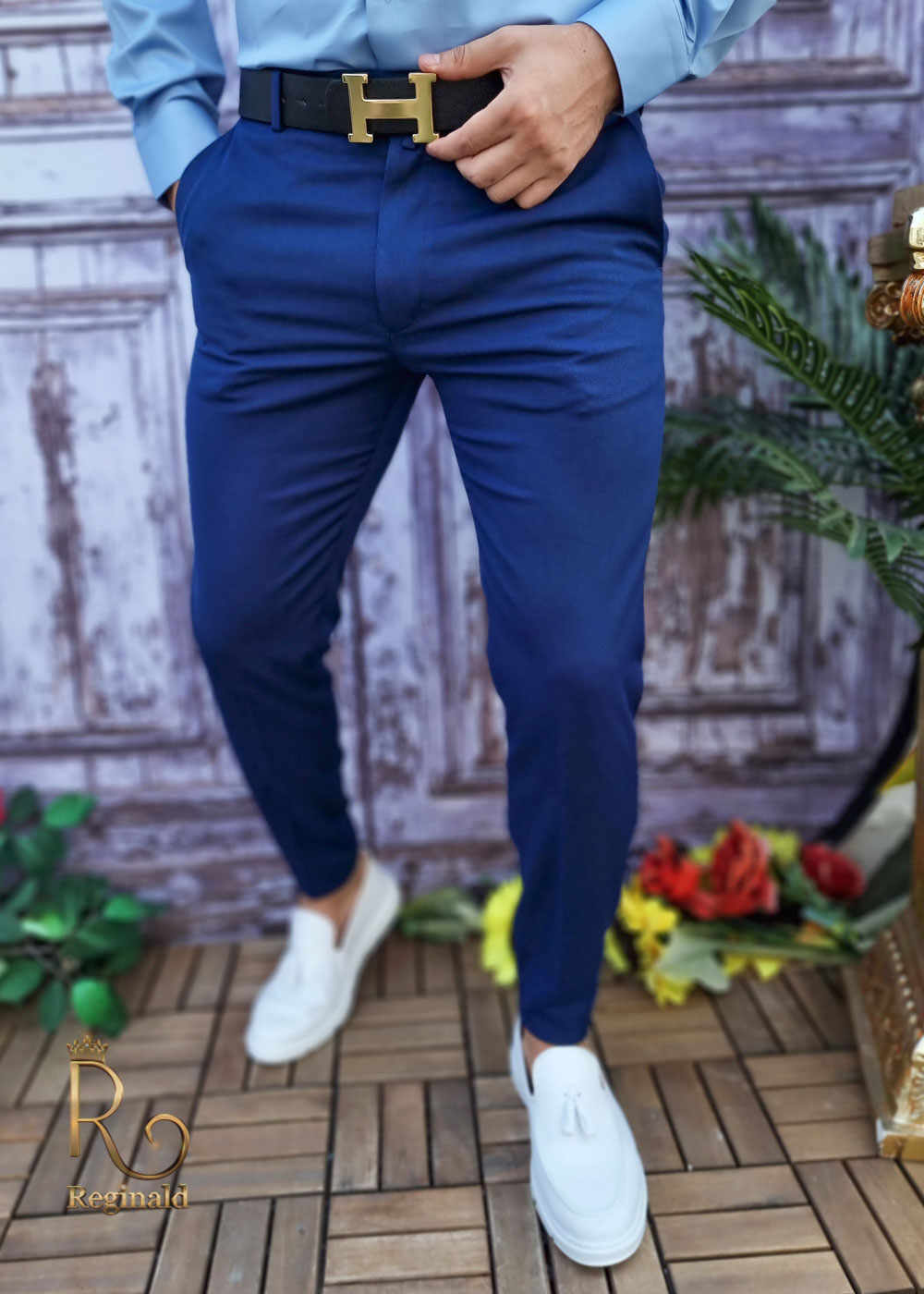 Pantaloni de barbati, Slim Fit, albastru parliament - PN41