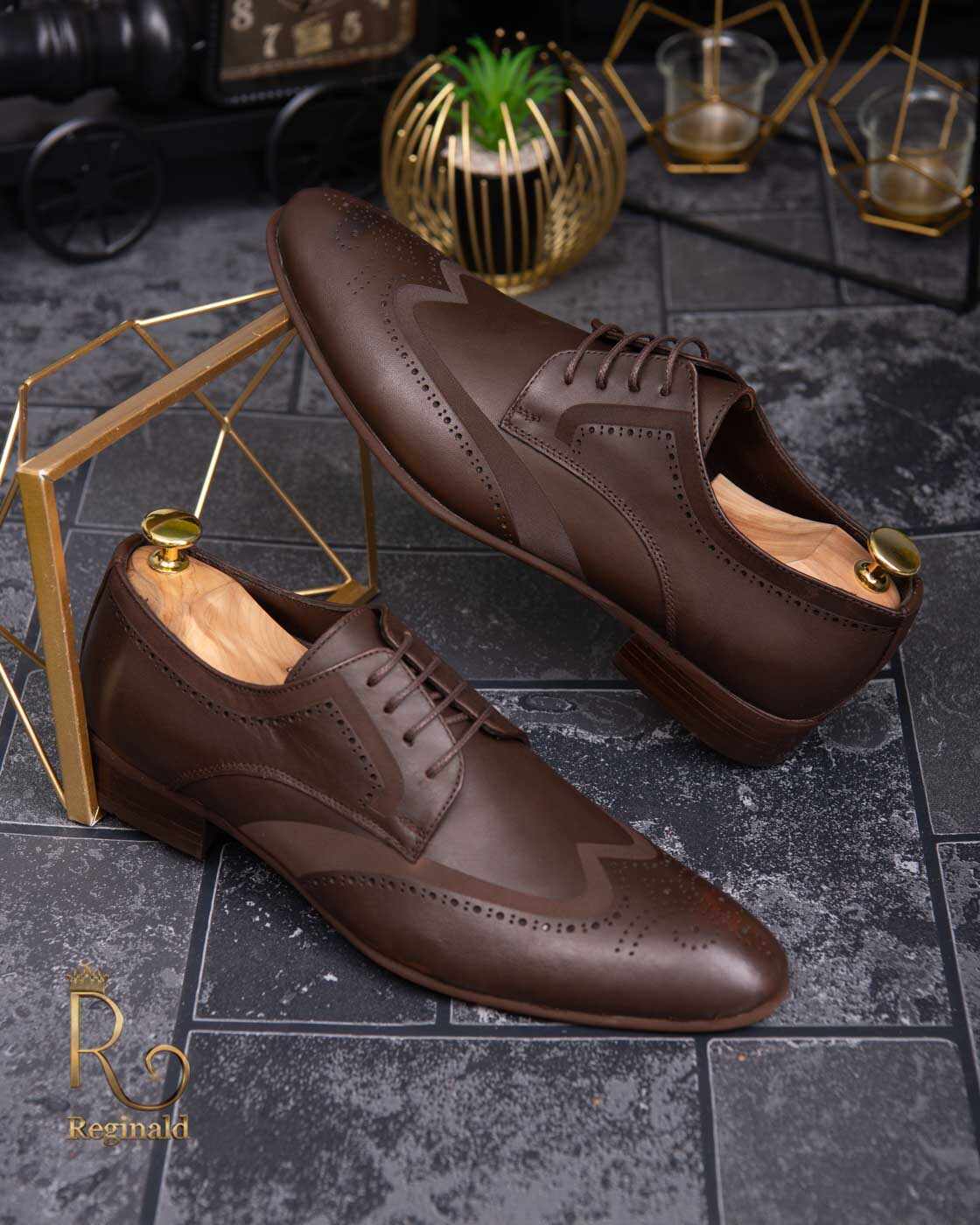 Pantofi de barbati, maro inchis, din piele naturala - P1287
