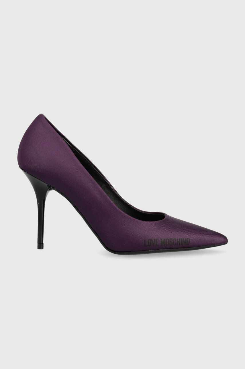 Love Moschino pantofi cu toc culoarea violet, JA10089G1HIM0650
