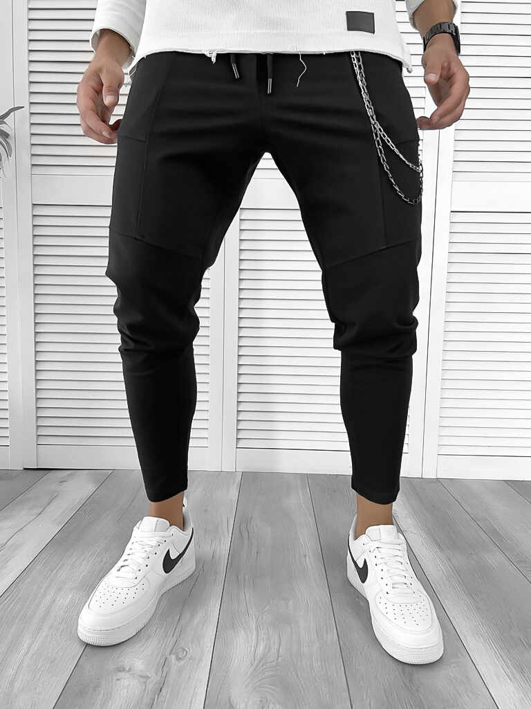 Pantaloni de trening negru conici 12108 19-2.3*