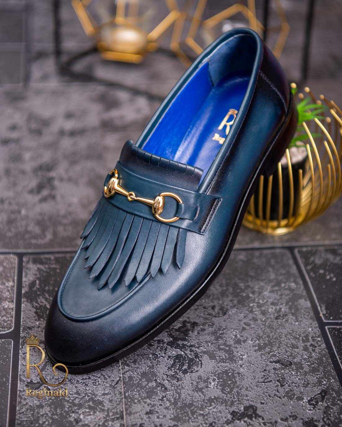 Pantofi Loafers, barbatesti, albastri, piele naturala- P1758