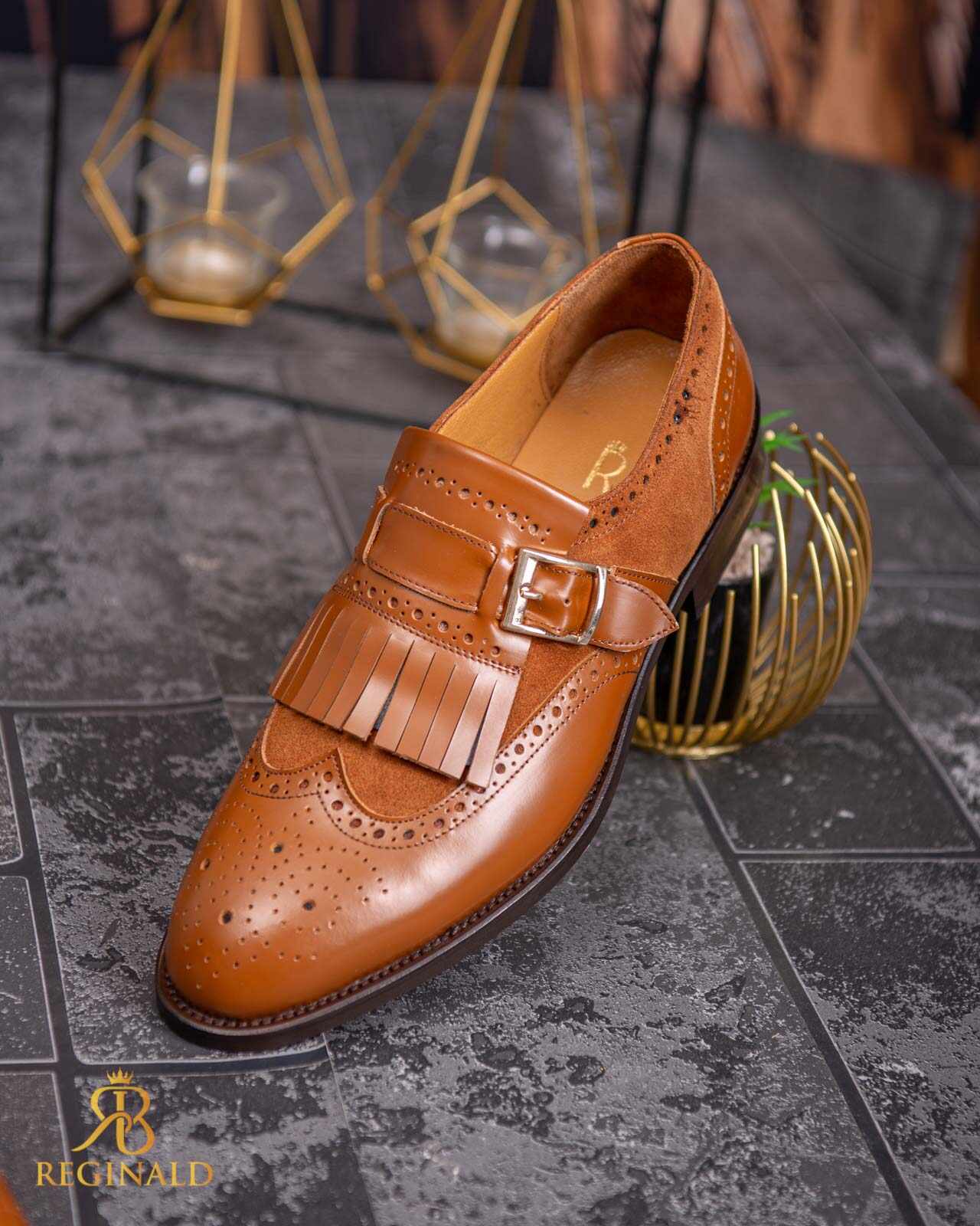Pantofi Loafers maro, cu catarama, piele naturala- P1792
