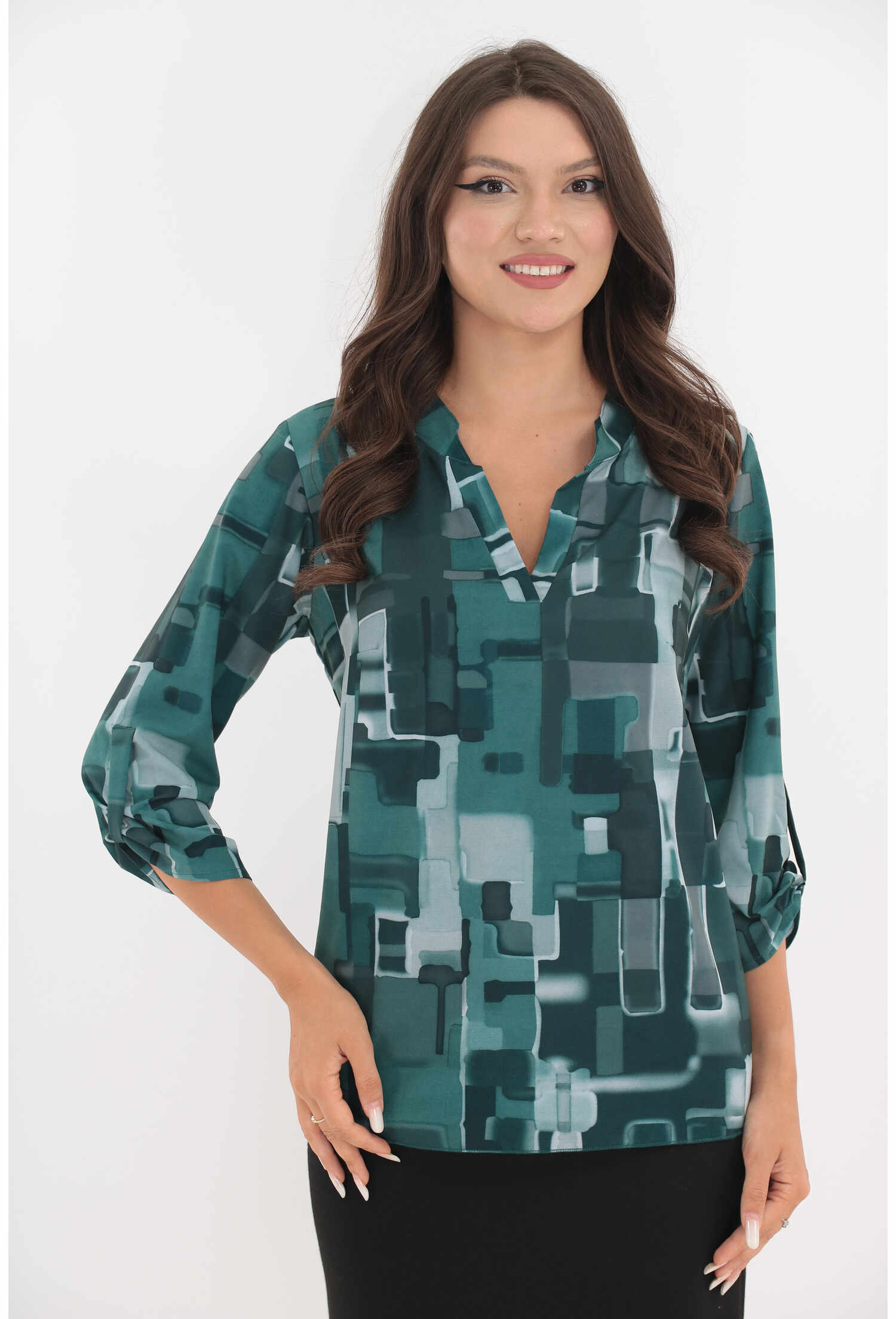 Bluza verde cu print abstract