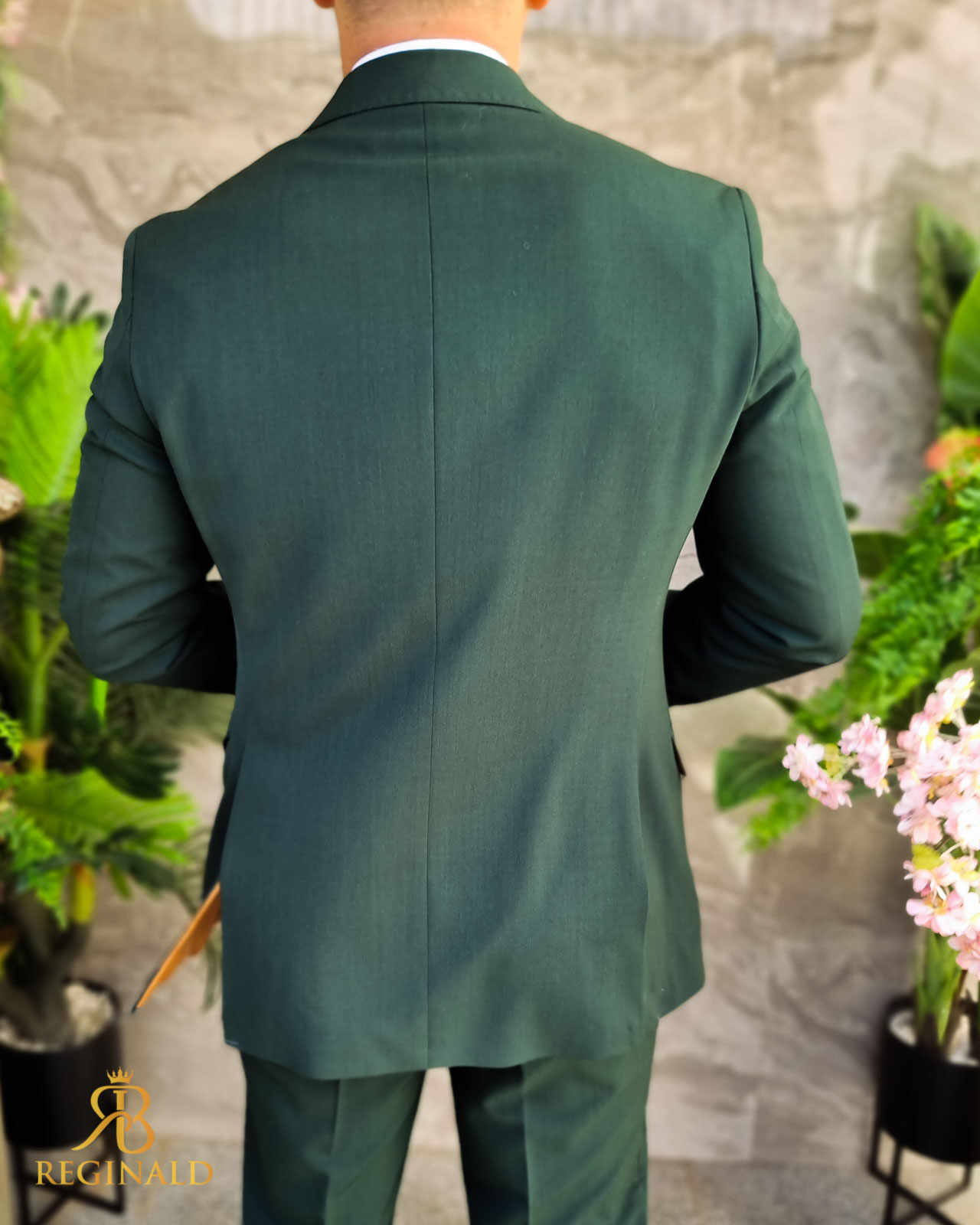Costum Italy Design barbatesc, verde regal - 100% Lana - C4322