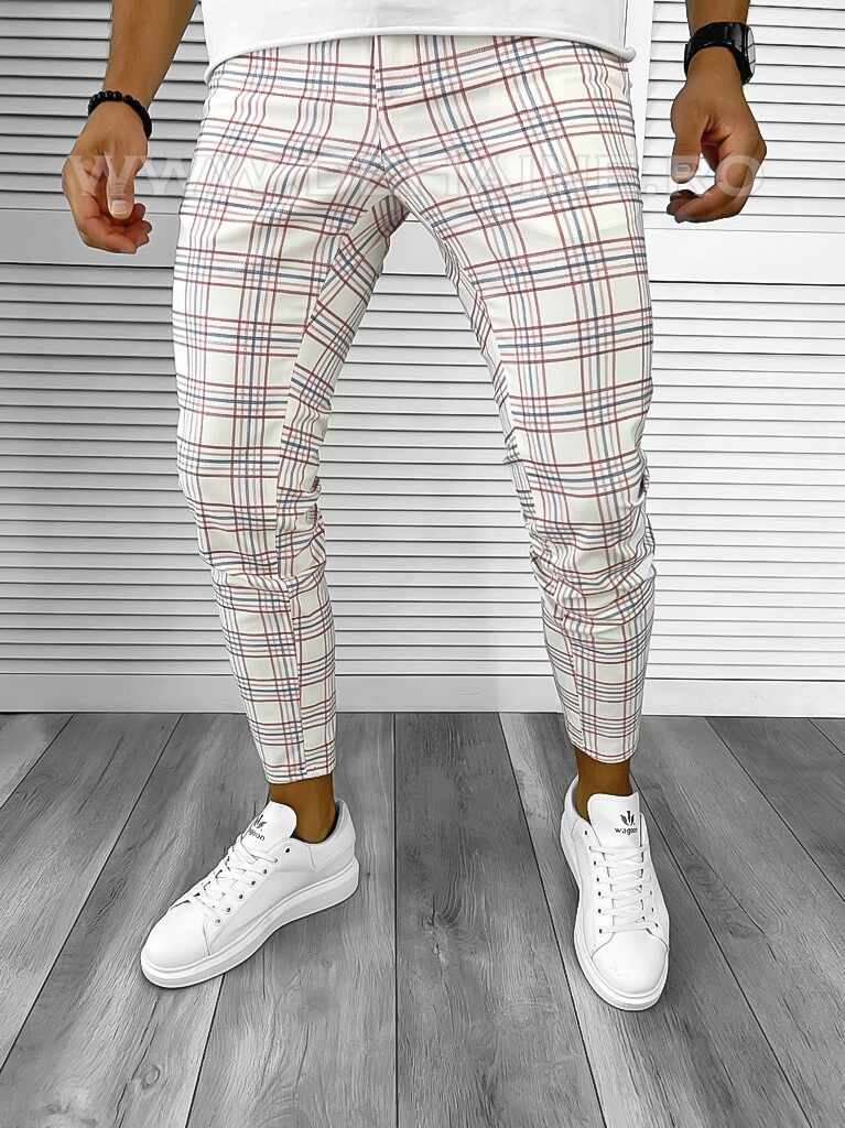 Pantaloni barbati casual regular fit in carouri B8497 B3-4