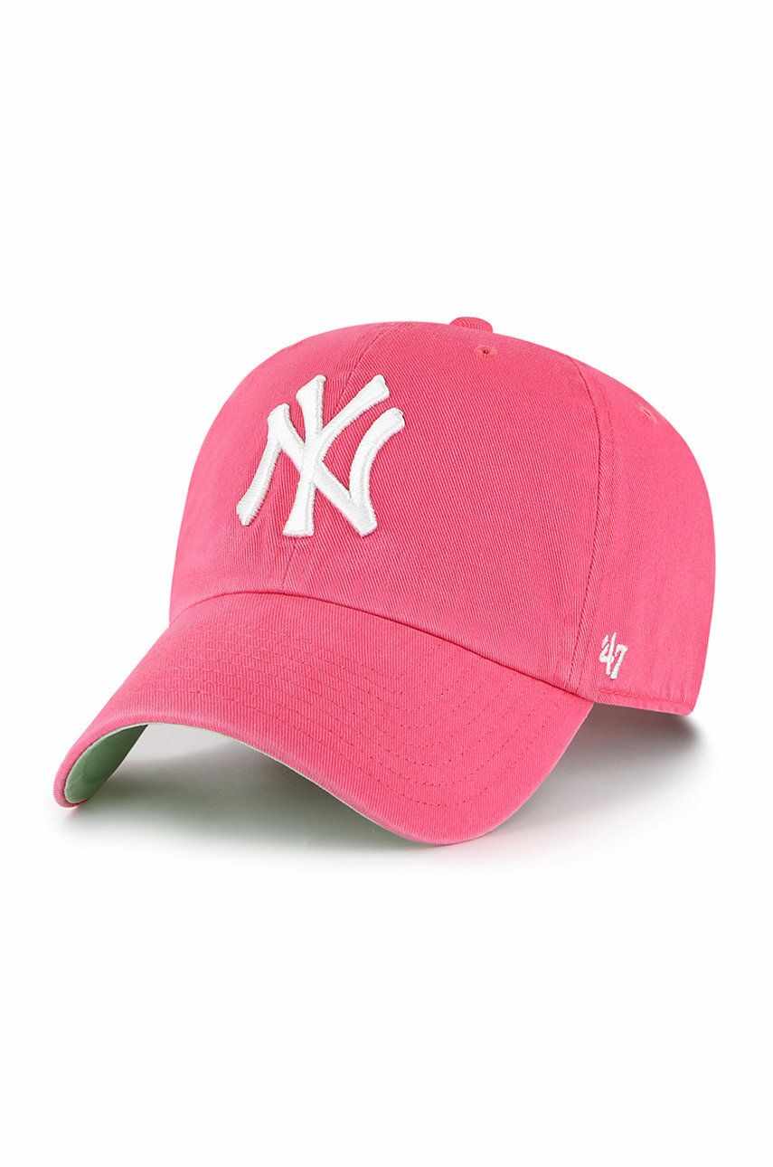 47brand șapcă MLB New York Yankees culoarea roz, cu imprimeu