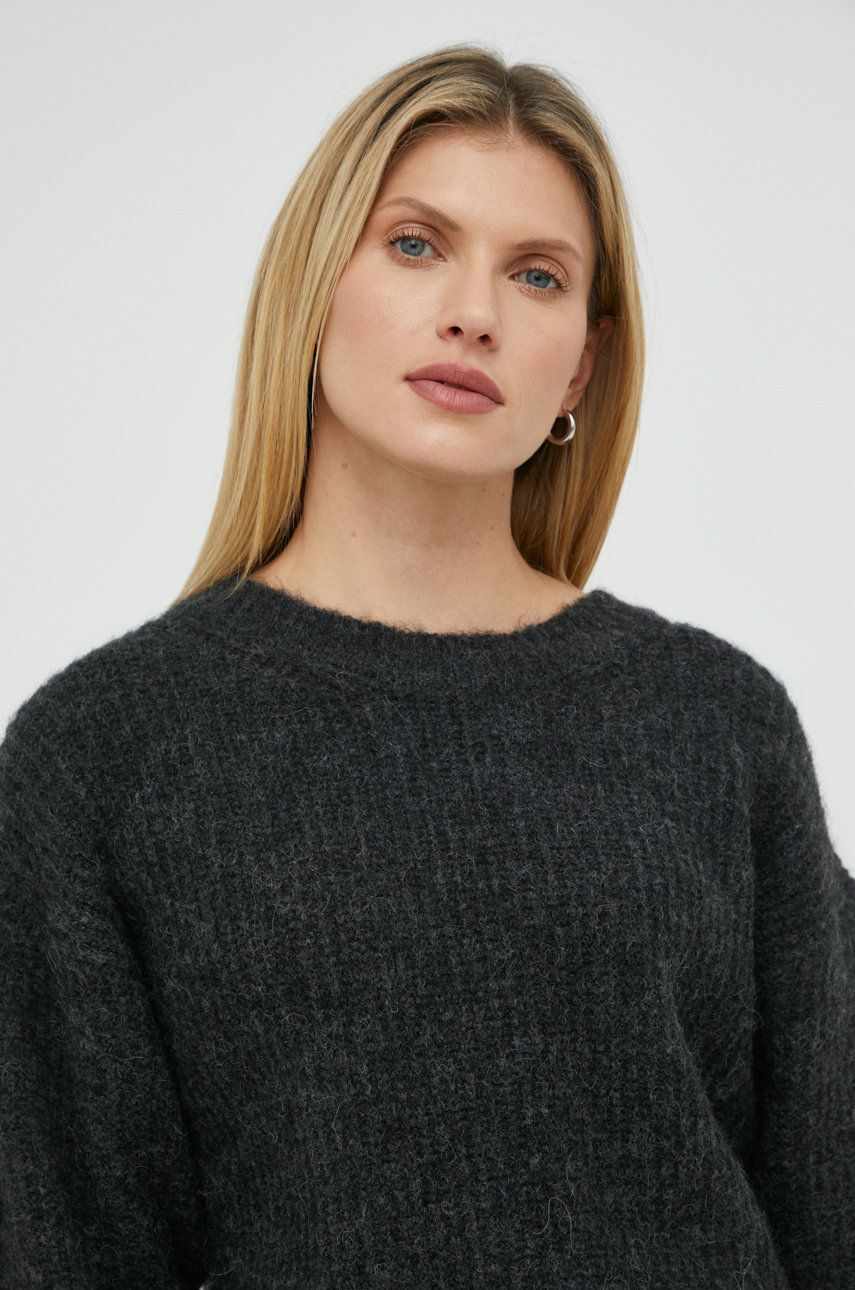American Vintage pulover din amestec de lana femei, culoarea gri, călduros