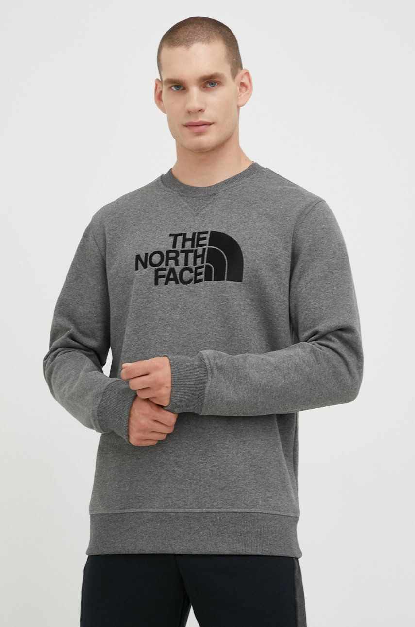 The North Face bluză barbati, culoarea gri, cu imprimeu NF0A4SVRGVD1-GVD1