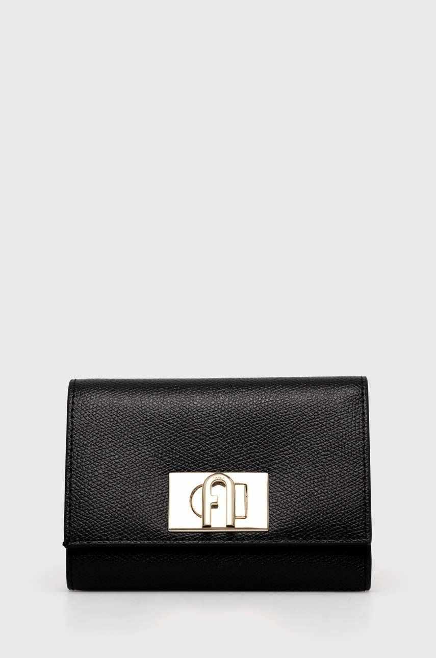 Furla portofel de piele femei, culoarea negru