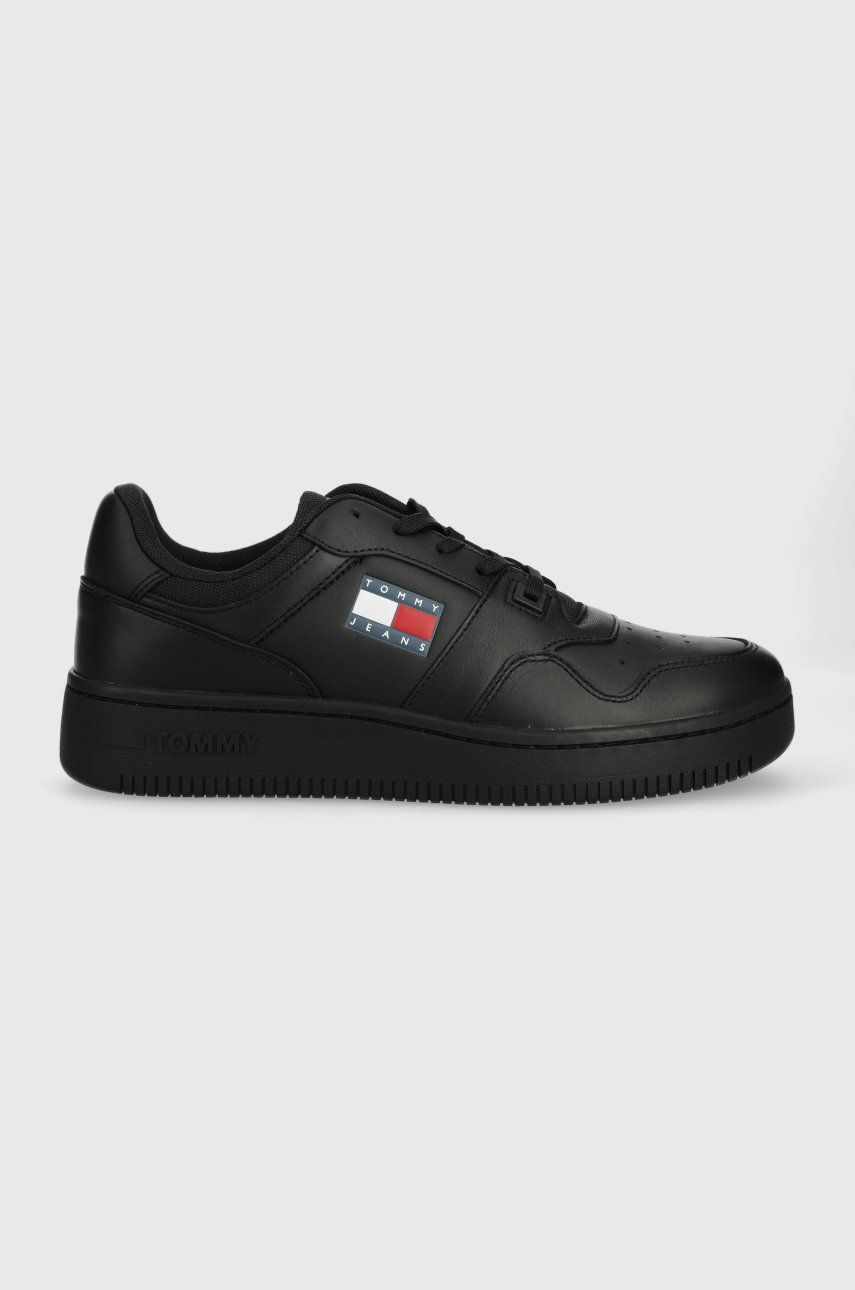 Tommy Jeans sneakers din piele Retro Basket Tjm Ess culoarea negru