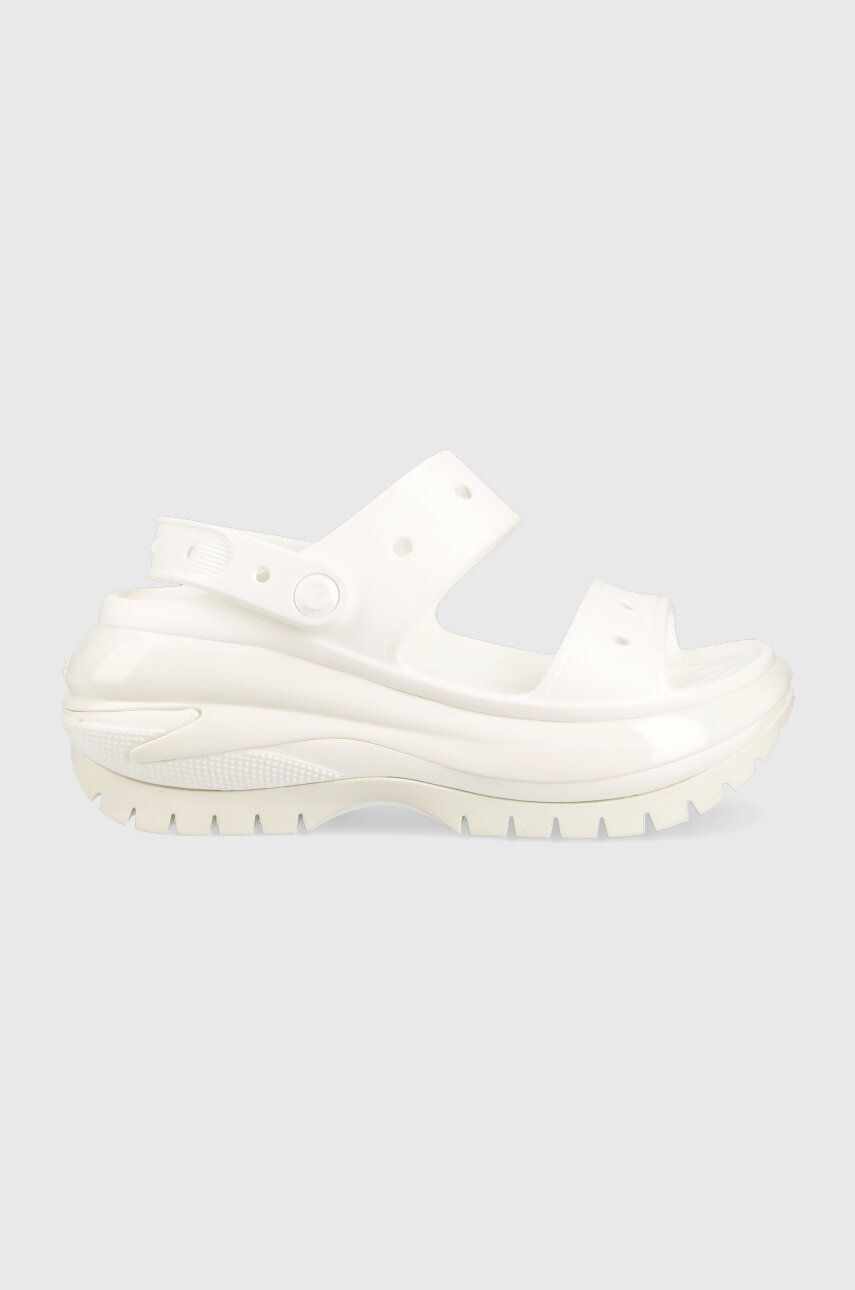 Crocs papuci Classic Mega Crush Sandal femei, culoarea alb, cu platforma, 207989 207989.100-100