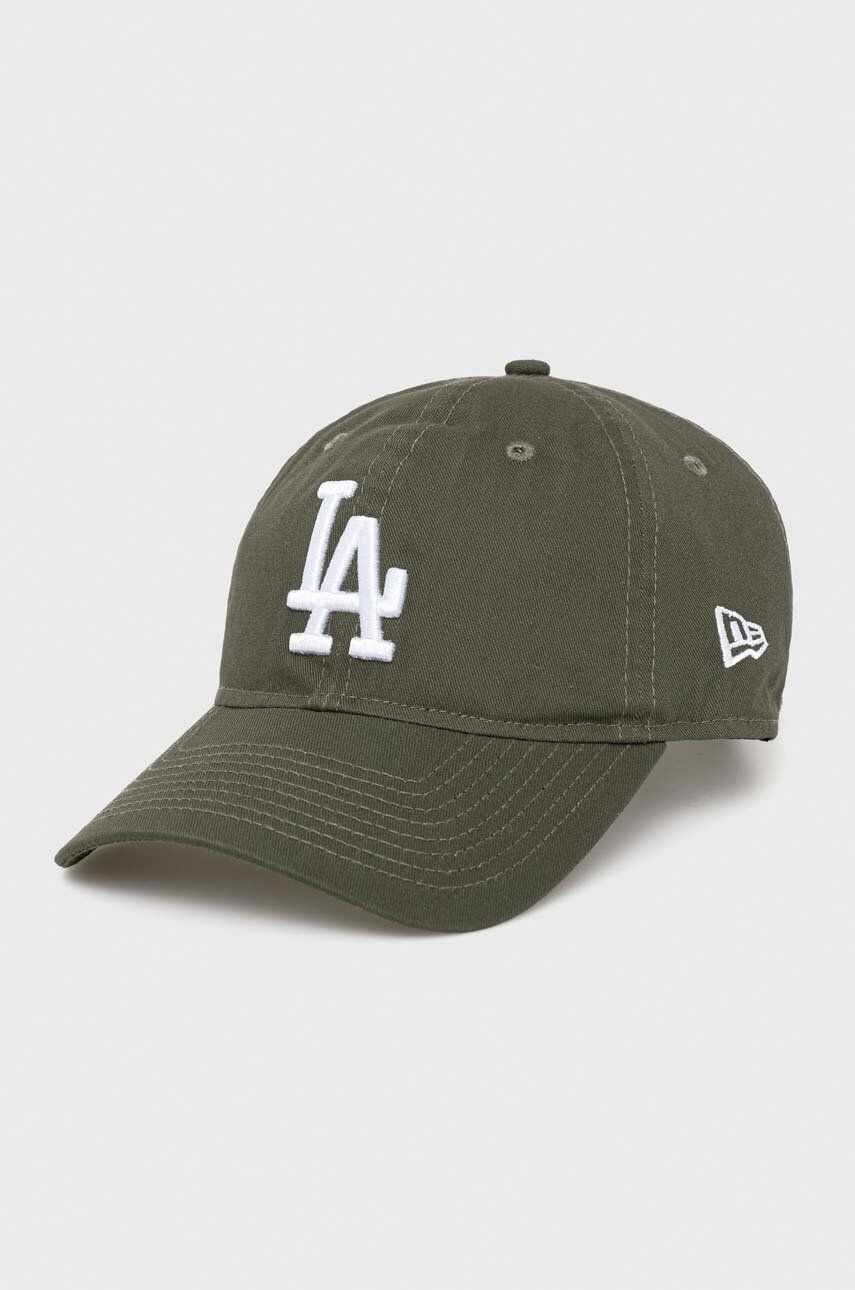 New Era șapcă de baseball din bumbac culoarea verde, cu imprimeu, LOS ANGELES DODGERS