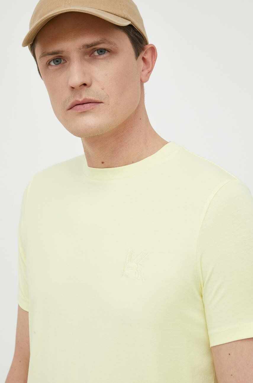 Karl Lagerfeld tricou barbati, culoarea galben, neted