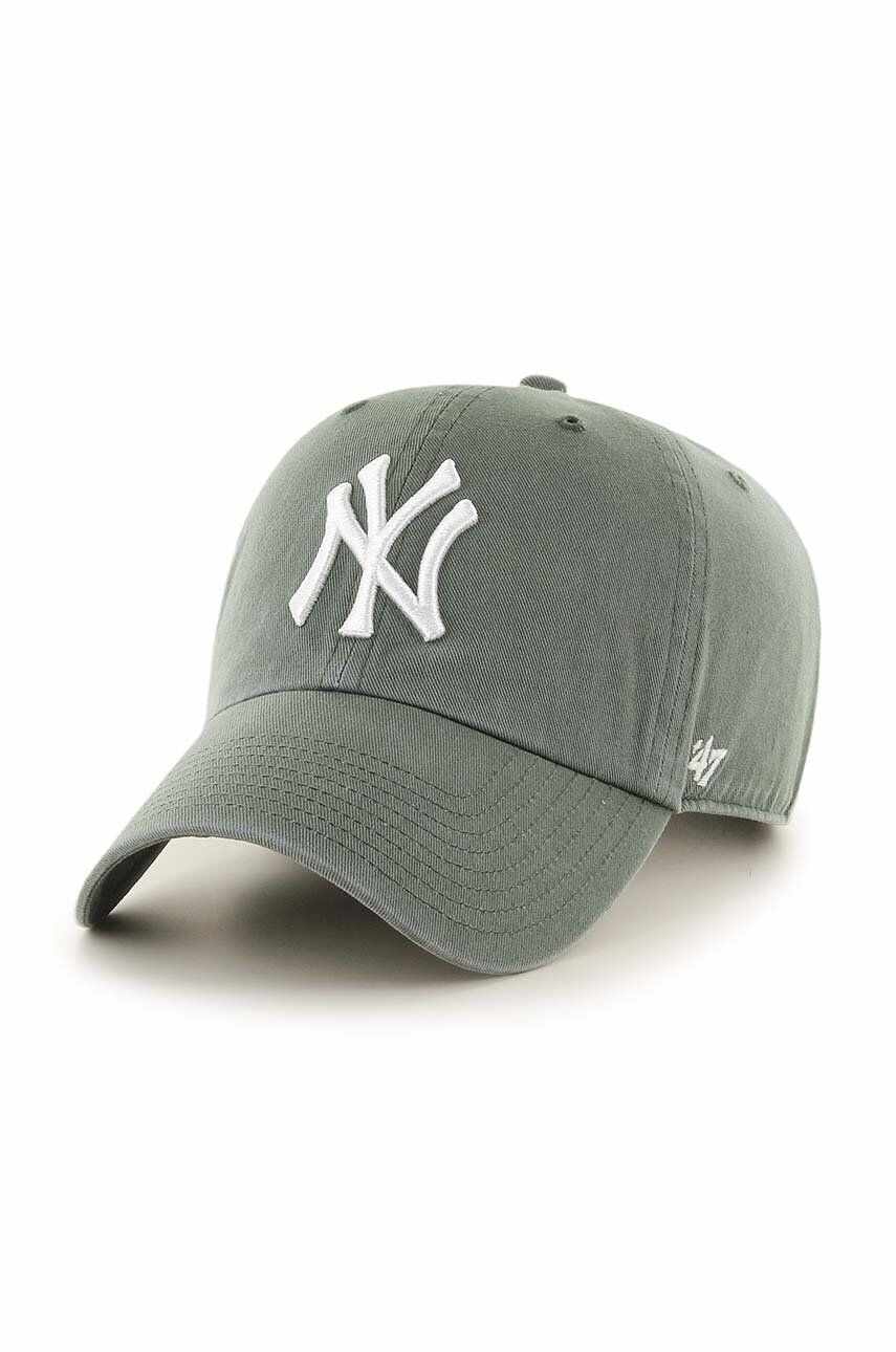 47brand șapcă de baseball din bumbac MLB New York Yankees culoarea verde, cu imprimeu