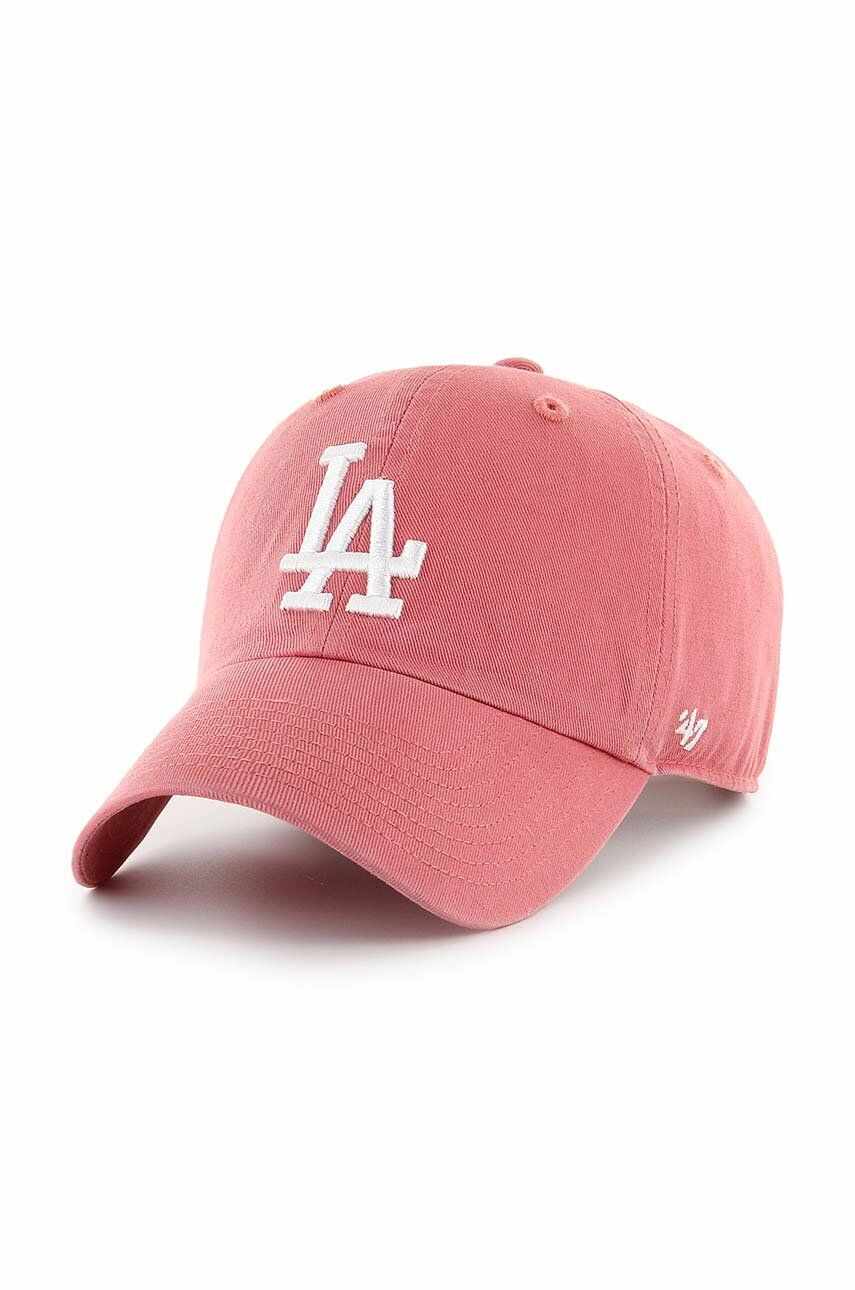 47brand șapcă de baseball din bumbac MLB Los Angeles Dodgers culoarea roz, cu imprimeu