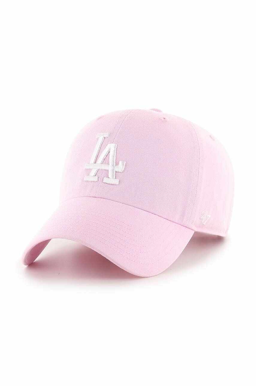47brand șapcă de baseball din bumbac MLB Los Angeles Dodgers culoarea roz, cu imprimeu