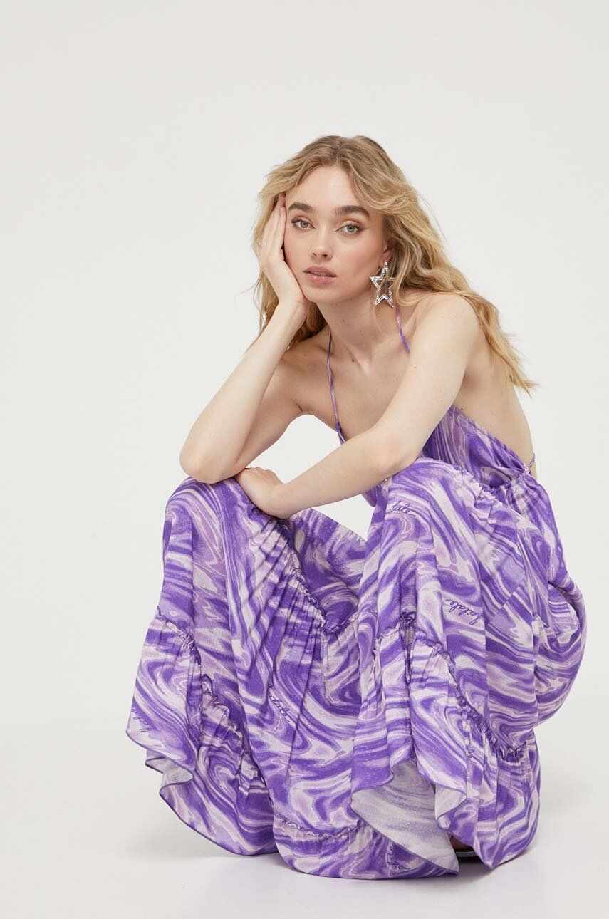 Rotate rochie culoarea violet, maxi, evazati