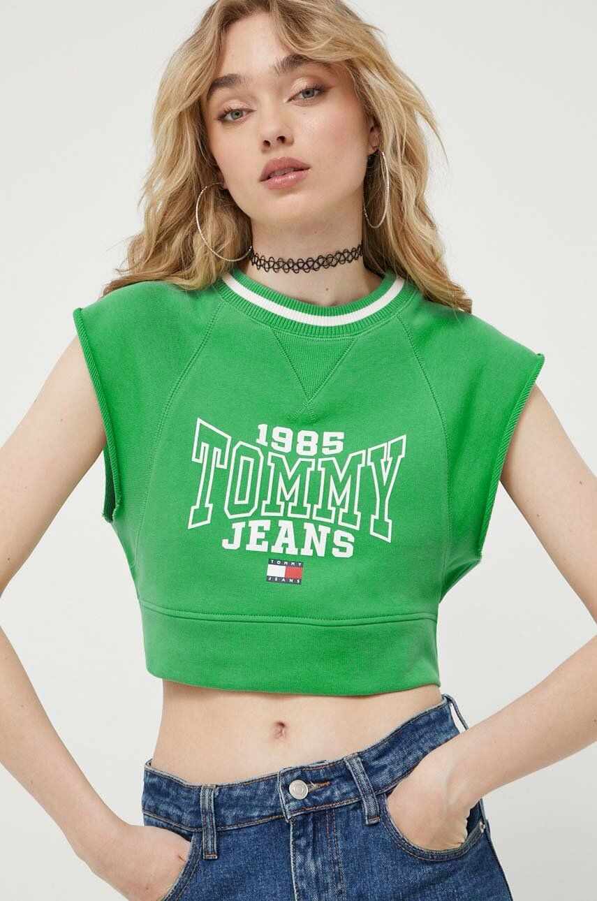 Tommy Jeans top femei, culoarea verde