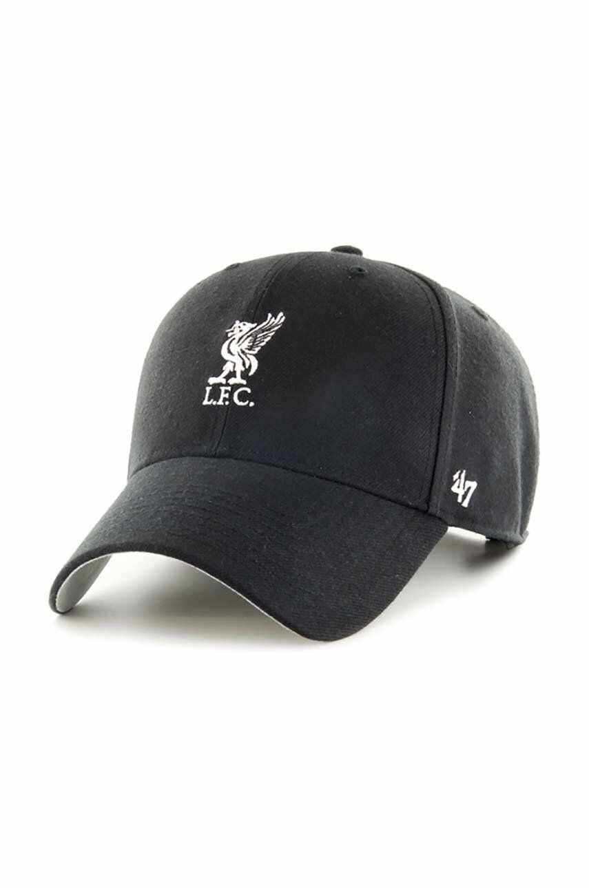 47brand șapcă de baseball din bumbac EPL Liverpool FC culoarea negru, cu imprimeu