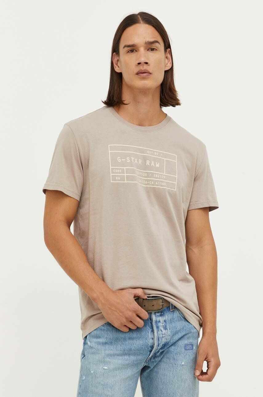 G-Star Raw tricou din bumbac 2-pack culoarea maro, cu imprimeu