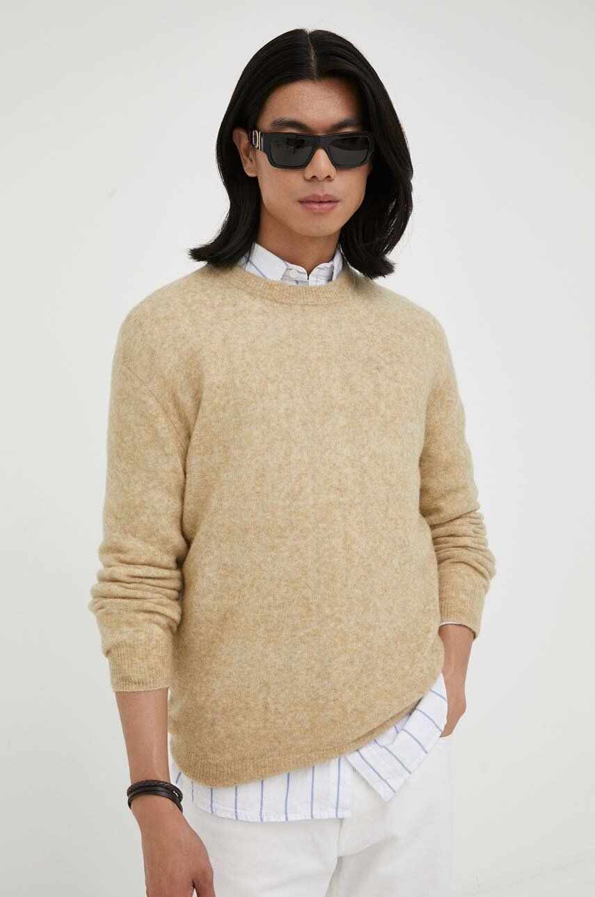 American Vintage pulover de lana barbati, culoarea bej, light