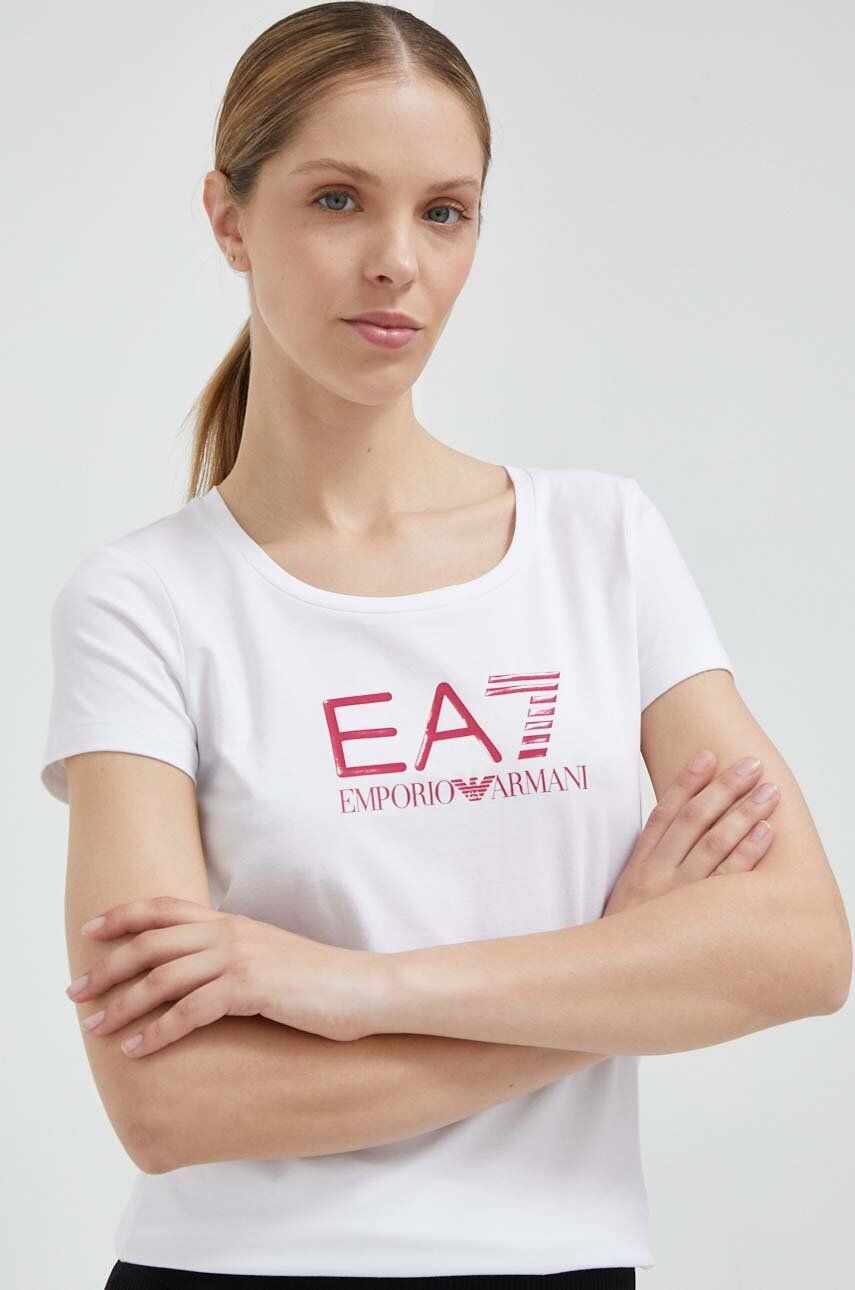EA7 Emporio Armani tricou femei, culoarea alb
