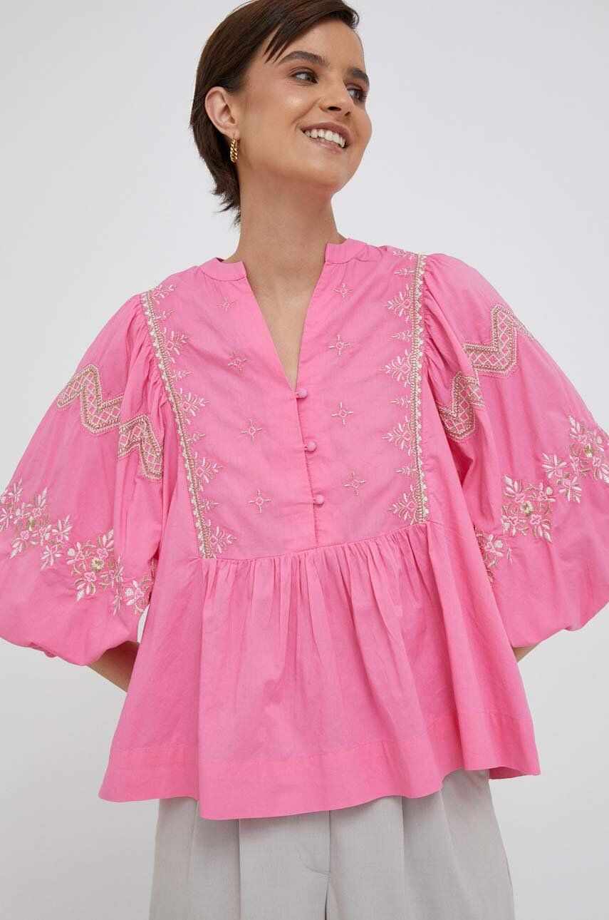 Rich & Royal bluza din bumbac femei, culoarea roz, cu imprimeu