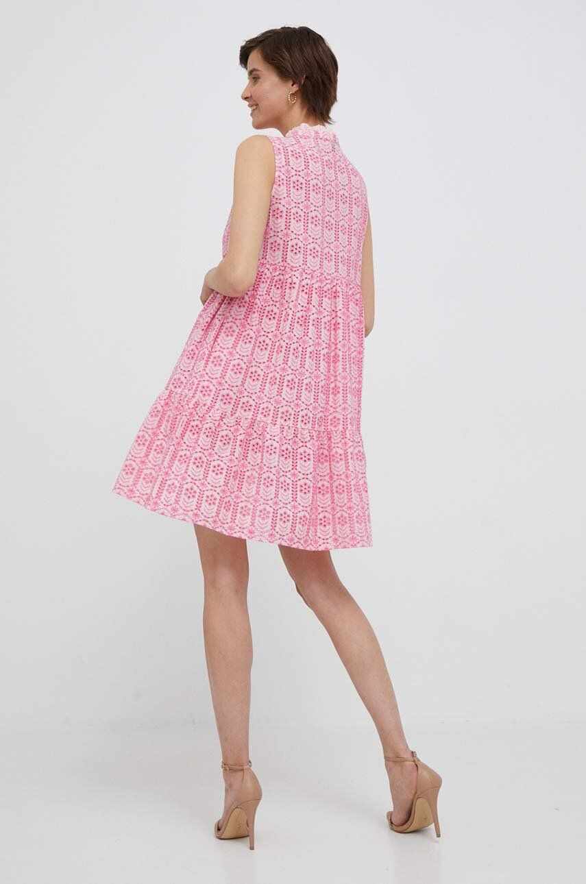 Rich & Royal rochie din bumbac culoarea roz, mini, evazati