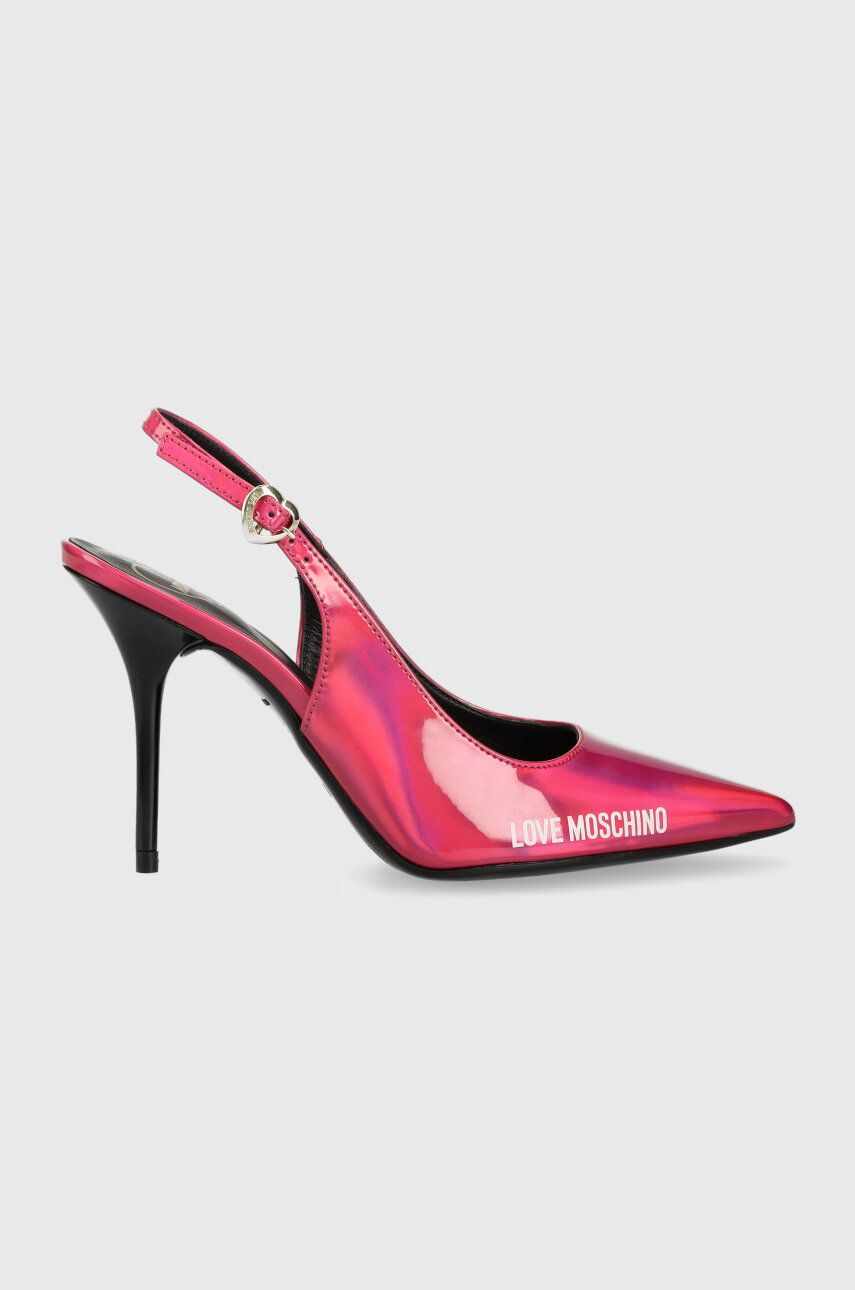 Love Moschino pantofi cu toc culoarea roz, JA10149G1HJR0604