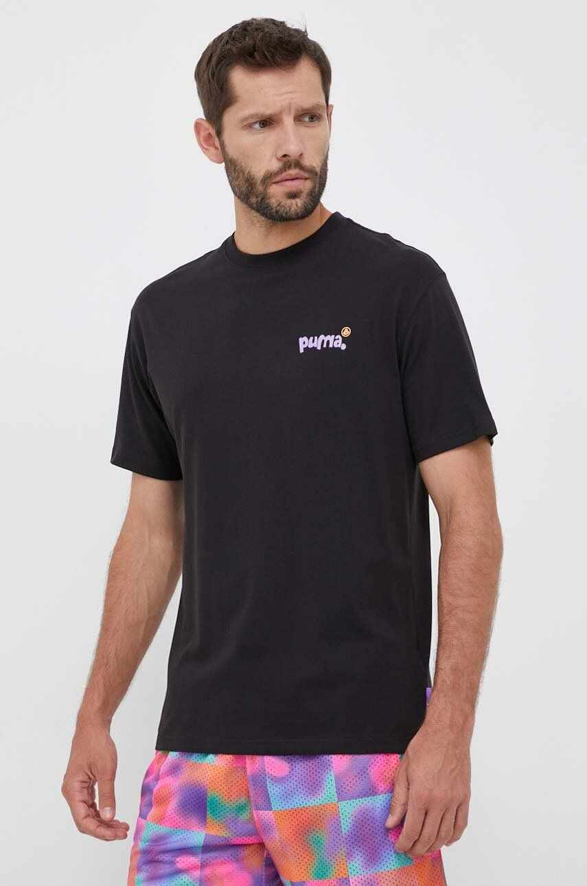 Puma tricou din bumbac X 8ENJAMIN culoarea negru, cu imprimeu