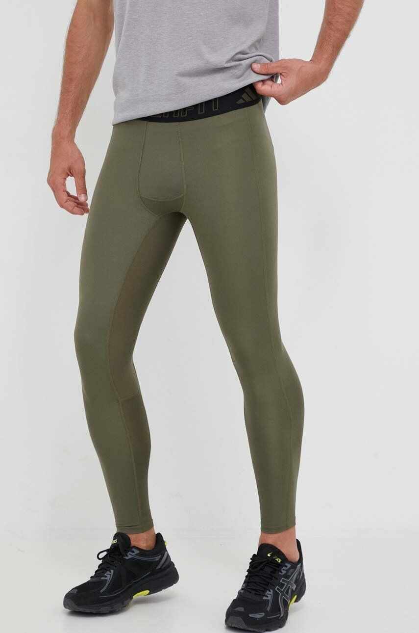 adidas Performance leggins de antrenament Techfit culoarea verde, neted