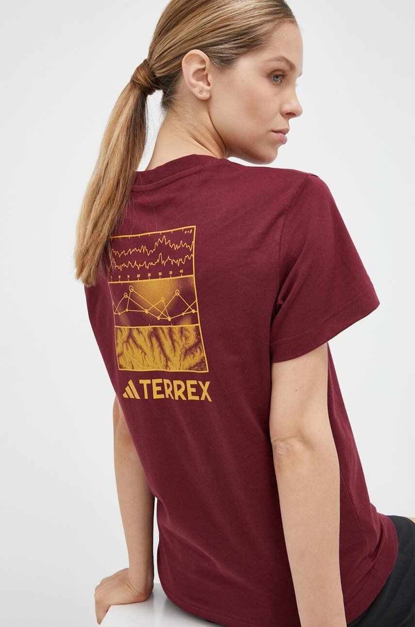 adidas TERREX tricou Graphic Altitude femei, culoarea bordo