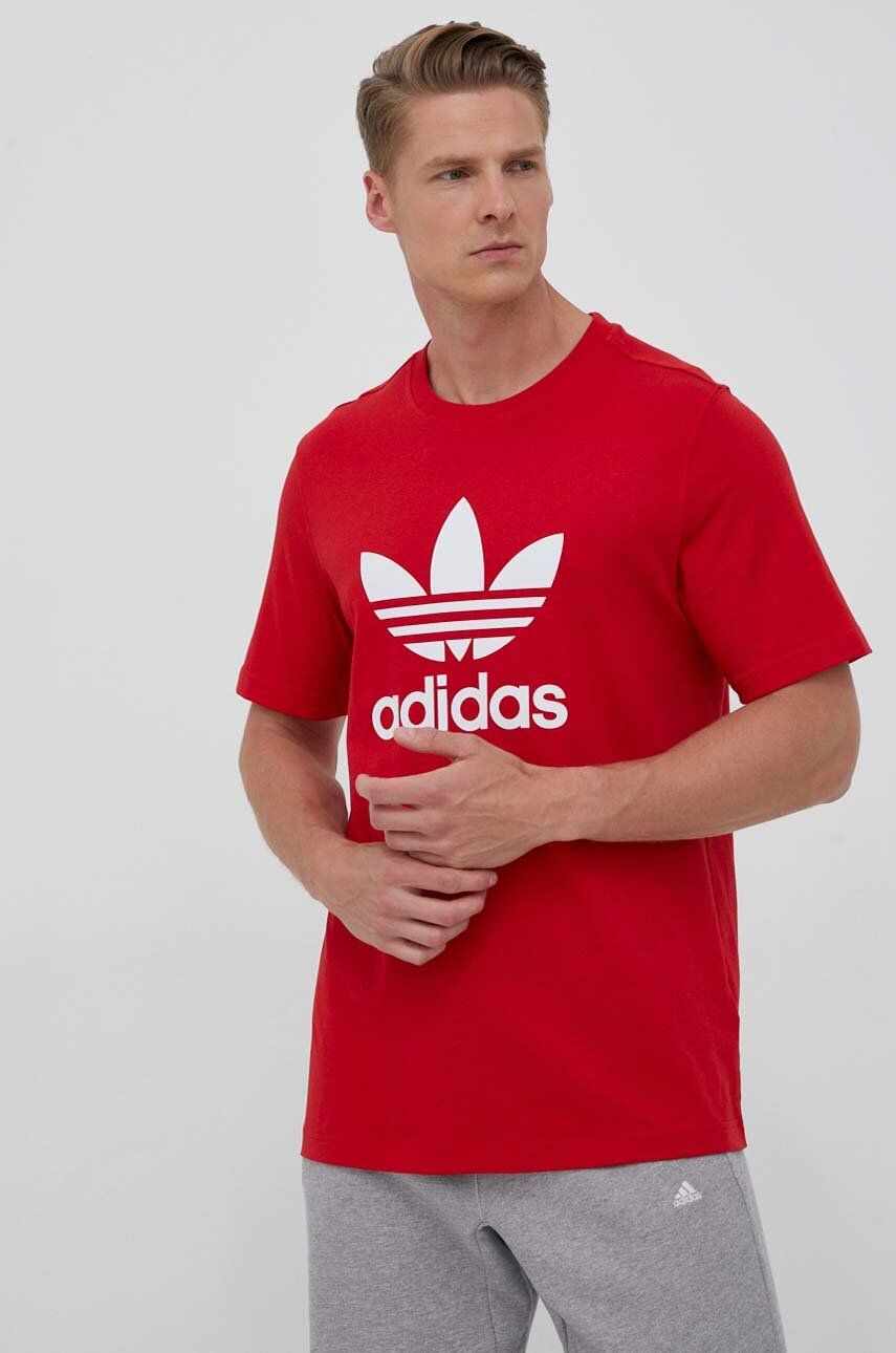 adidas Originals tricou din bumbac culoarea rosu, cu imprimeu