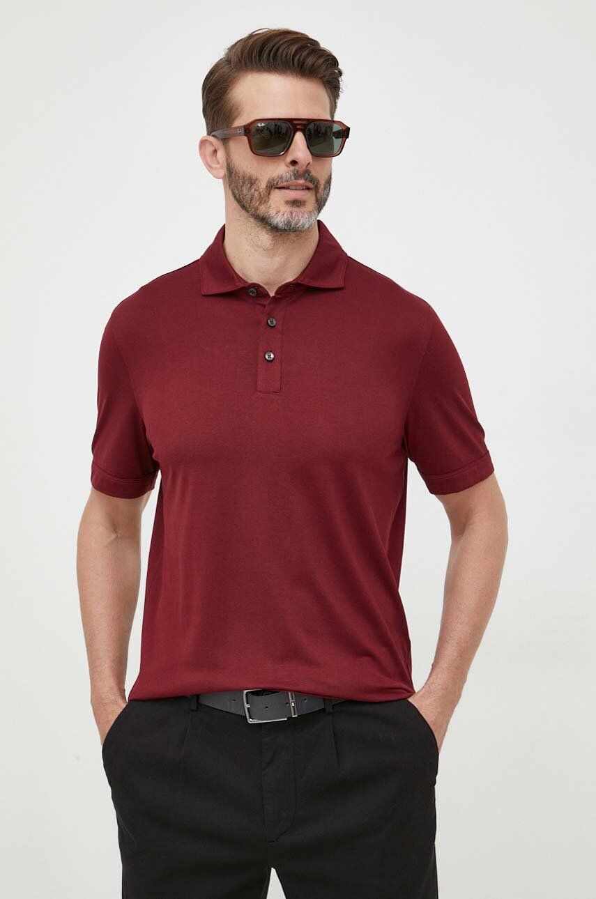 BOSS tricou polo barbati, culoarea bordo, neted