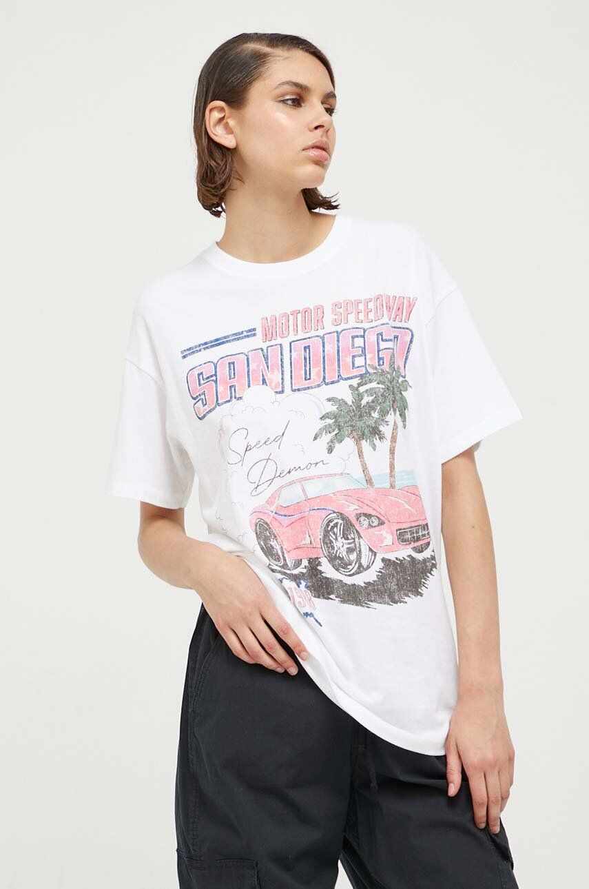Hollister Co. tricou din bumbac culoarea bej
