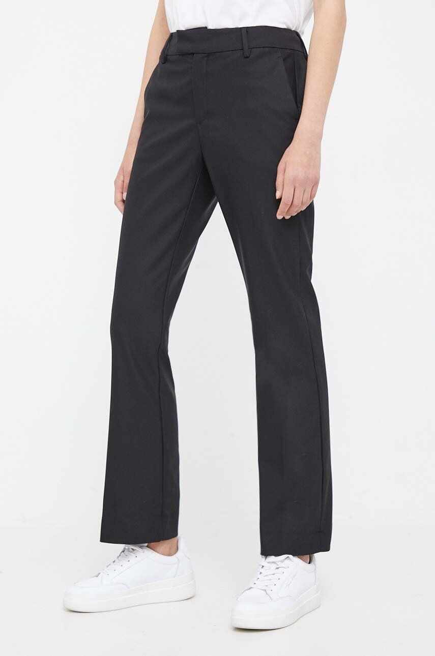 Mos Mosh pantaloni femei, culoarea negru, drept, medium waist