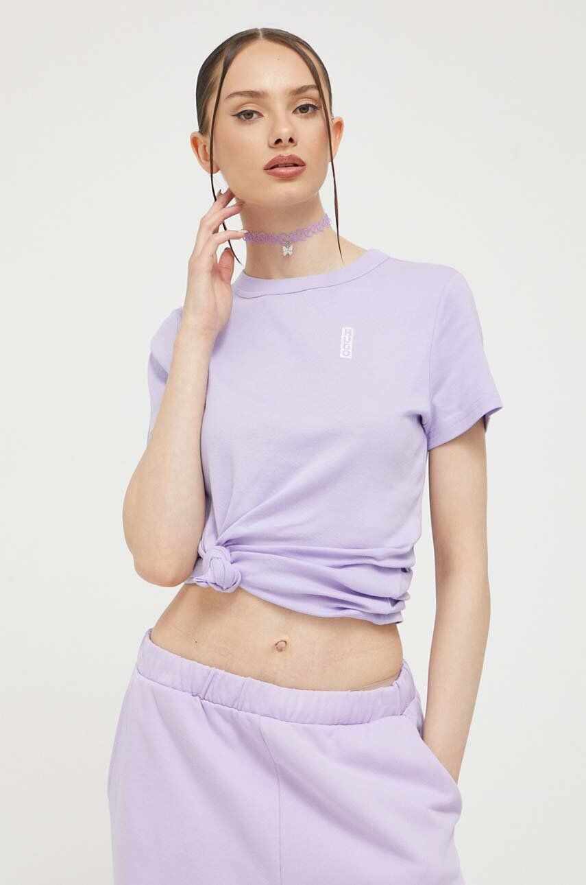HUGO tricou din bumbac culoarea violet