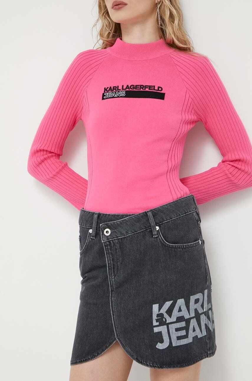 Karl Lagerfeld Jeans fusta jeans culoarea negru, mini, drept
