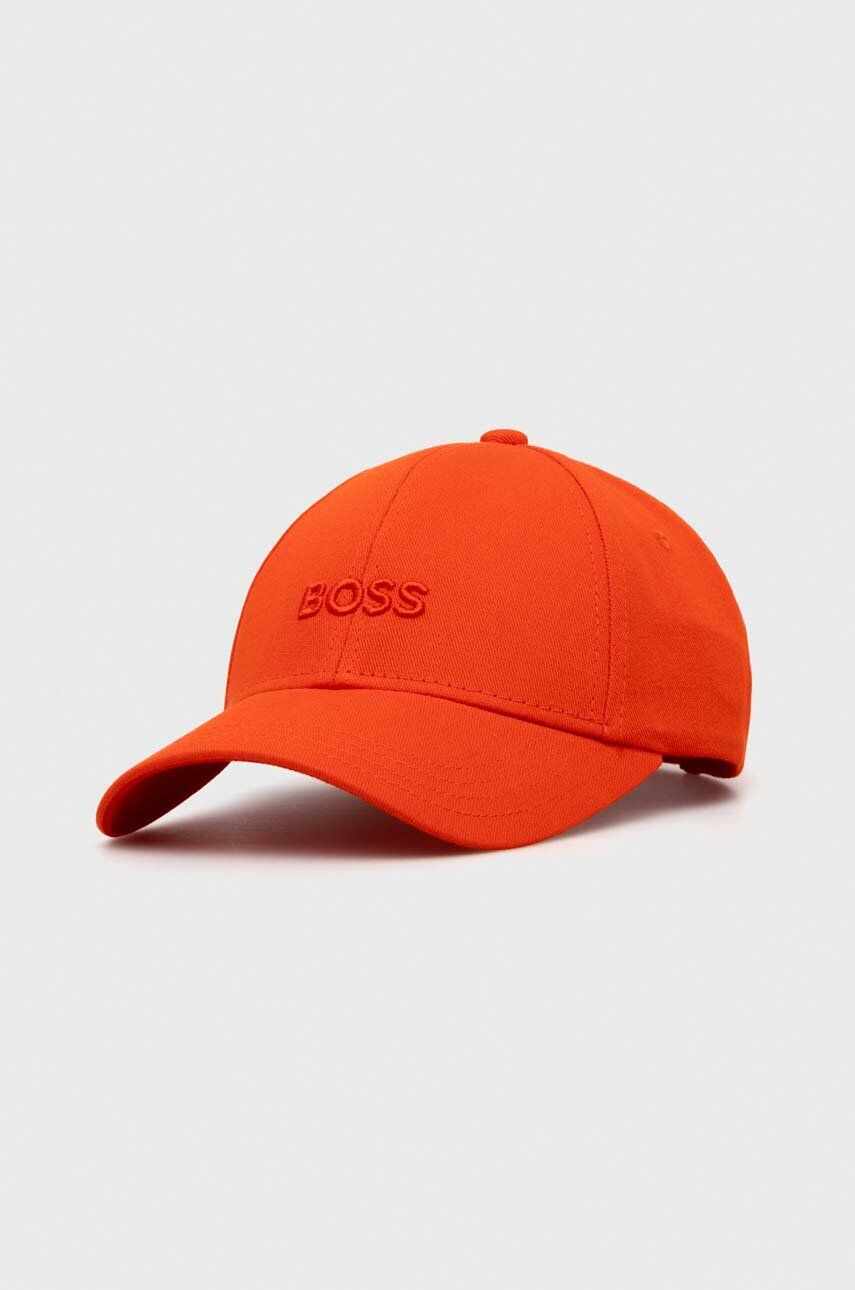 BOSS șapcă de baseball din bumbac culoarea portocaliu, cu imprimeu