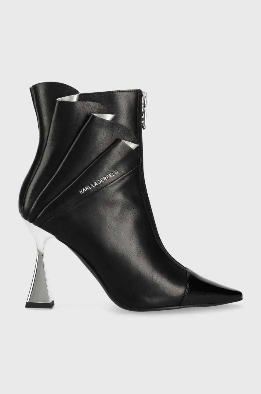 Karl Lagerfeld cizme de piele DEBUT femei, culoarea negru, cu toc cui, KL32063