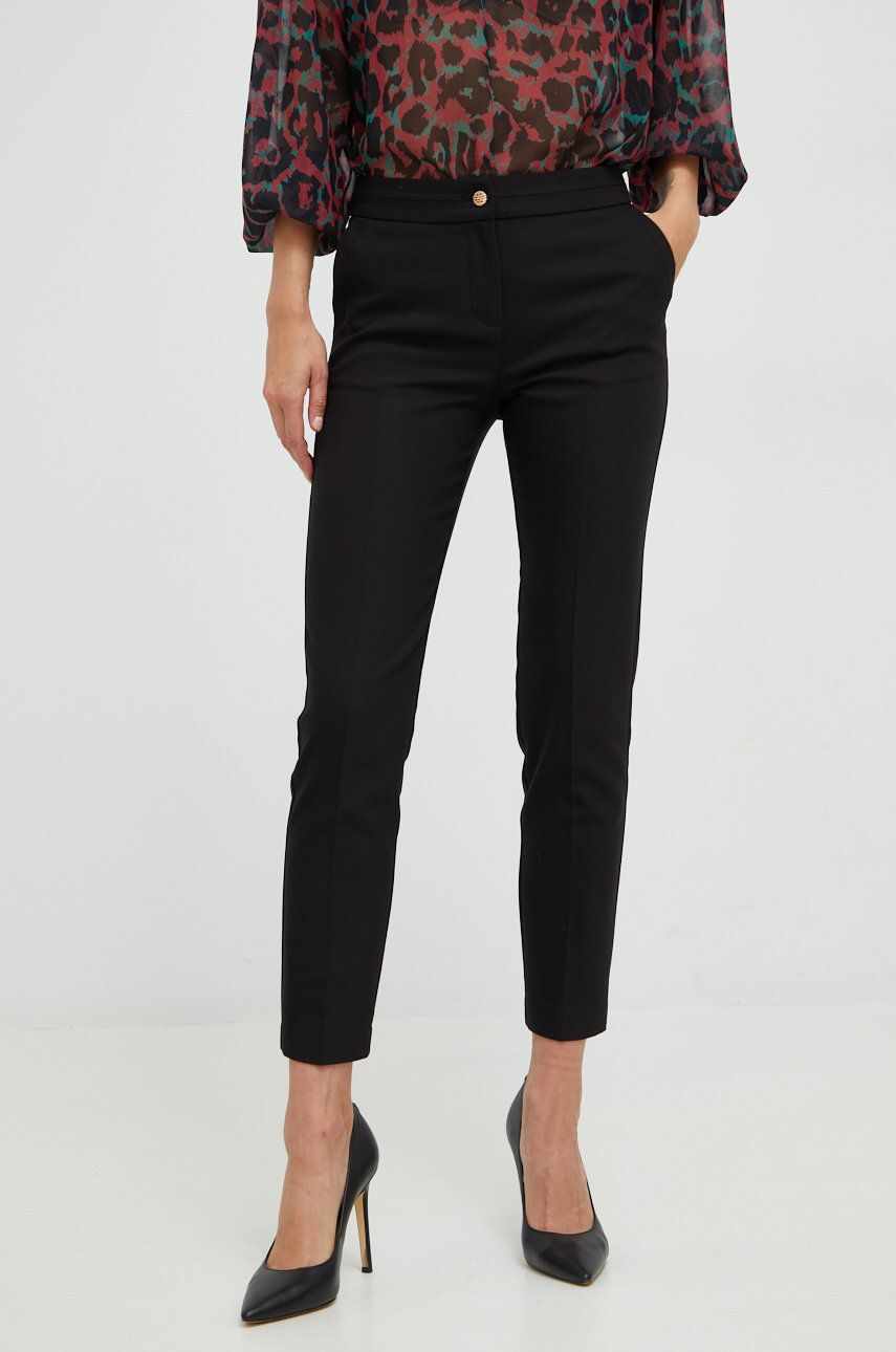 Morgan pantaloni femei, culoarea negru, drept, medium waist