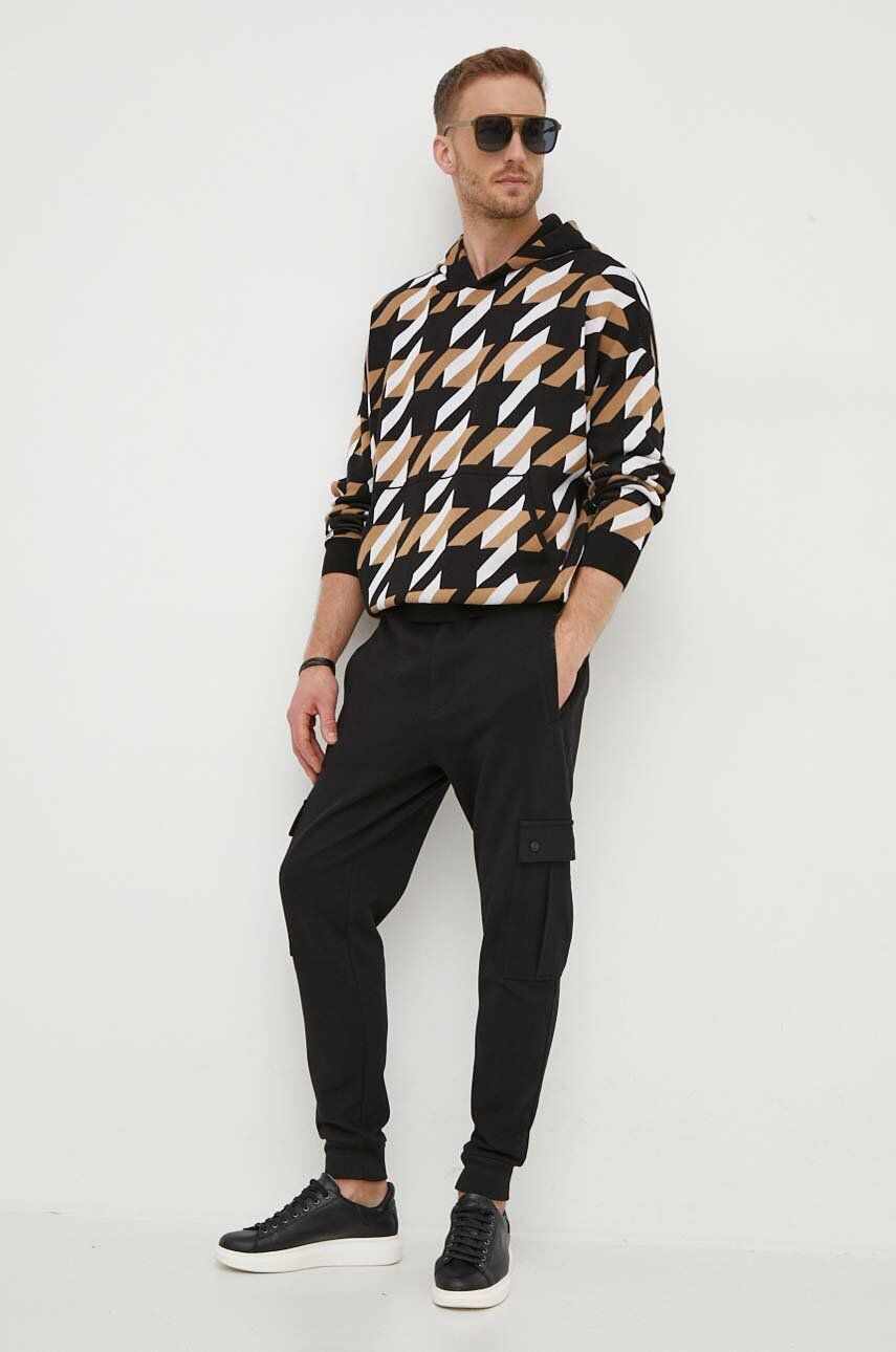 Boss Orange pantaloni BOSS ORANGE barbati, culoarea negru, neted