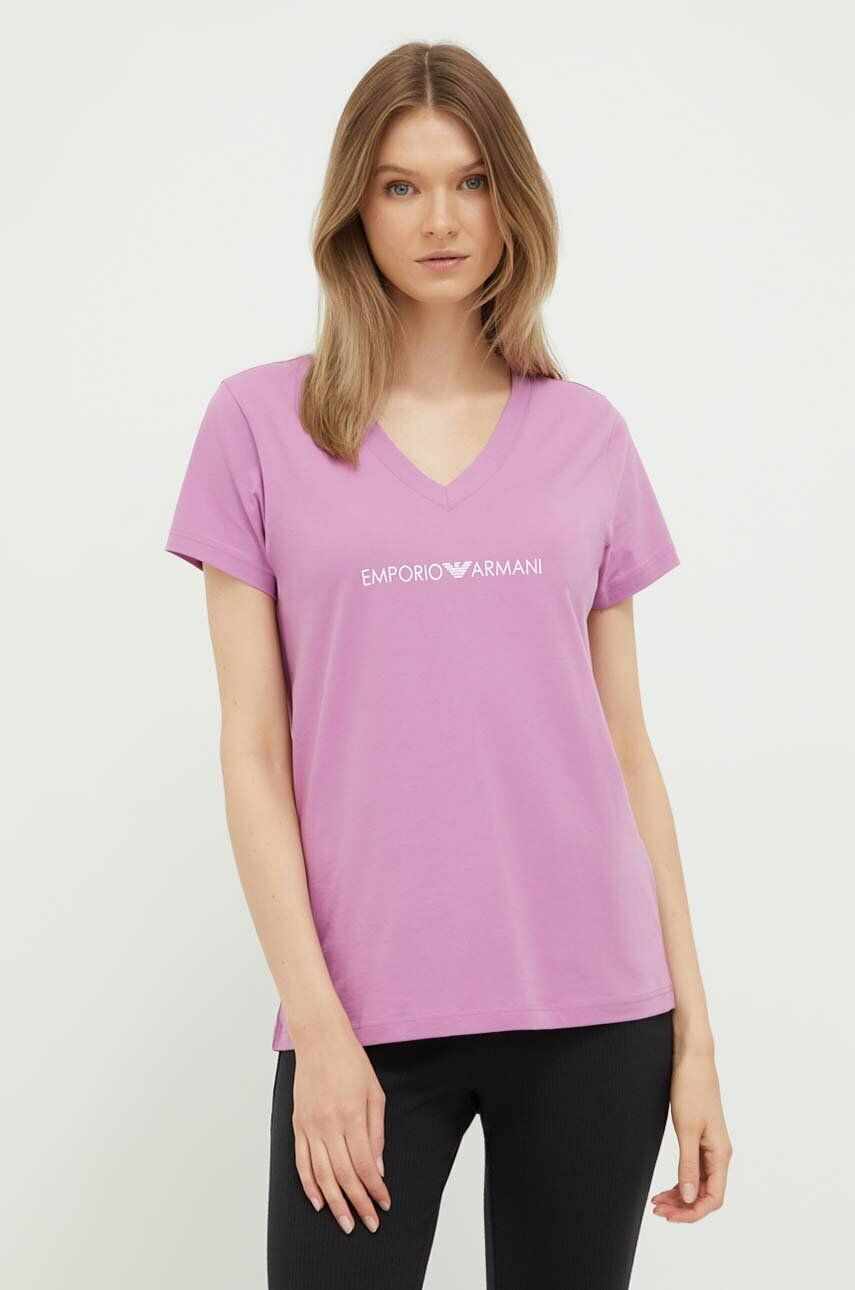Emporio Armani Underwear tricou lounge din bumbac culoarea violet