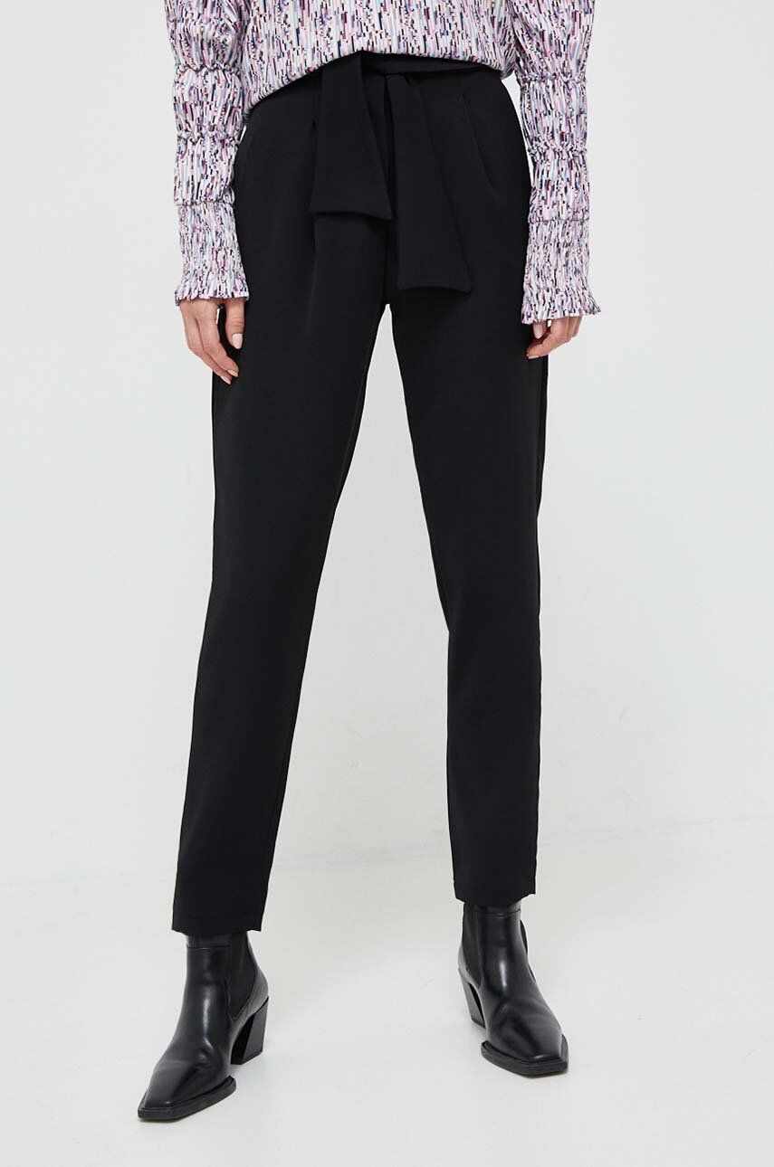 Silvian Heach pantaloni femei, culoarea negru, drept, high waist