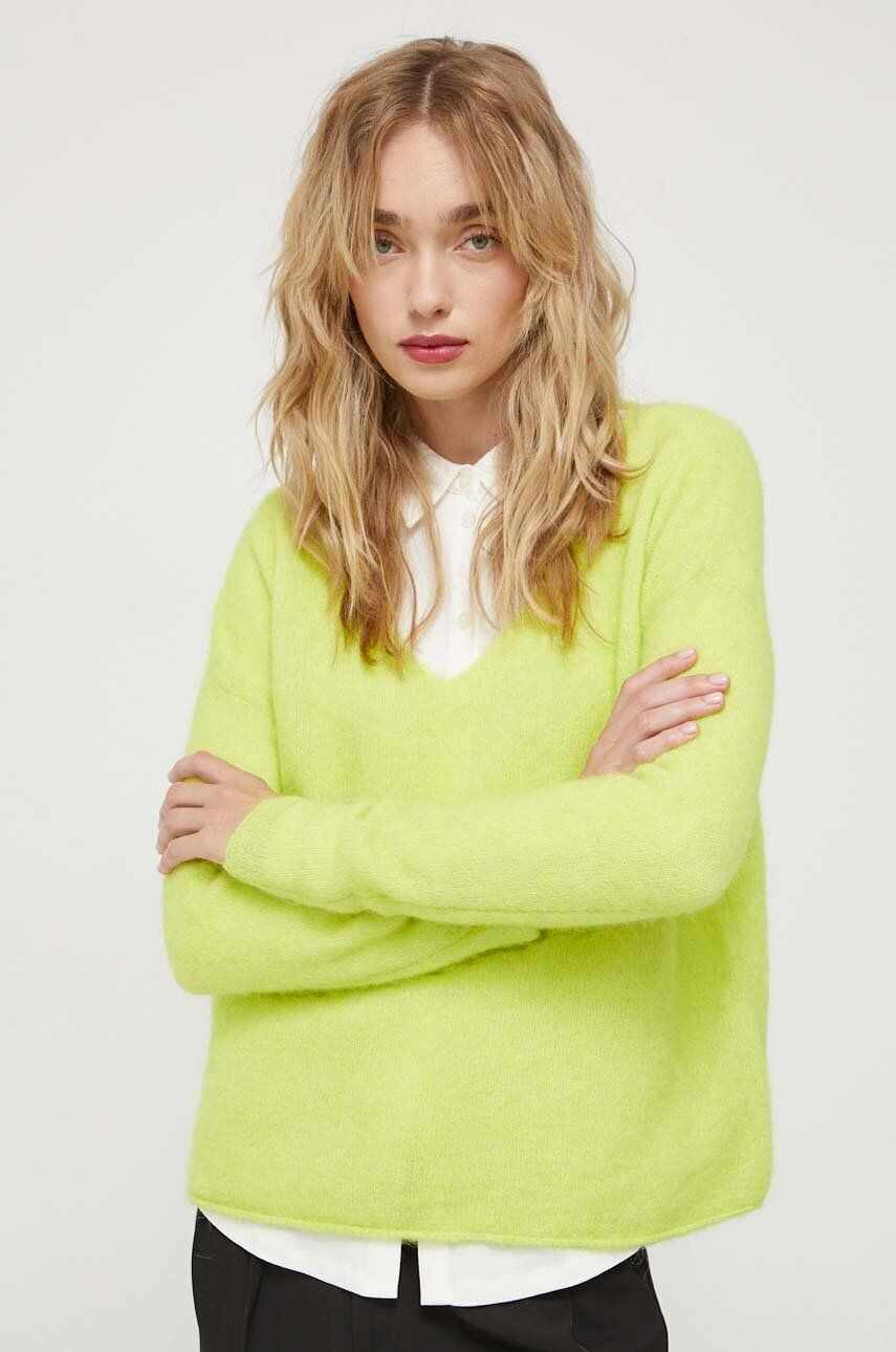 American Vintage pulover de lana femei, culoarea verde, light