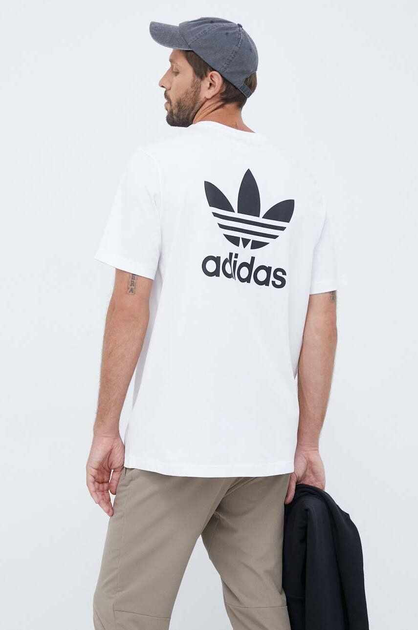 adidas Originals tricou din bumbac culoarea alb, cu imprimeu