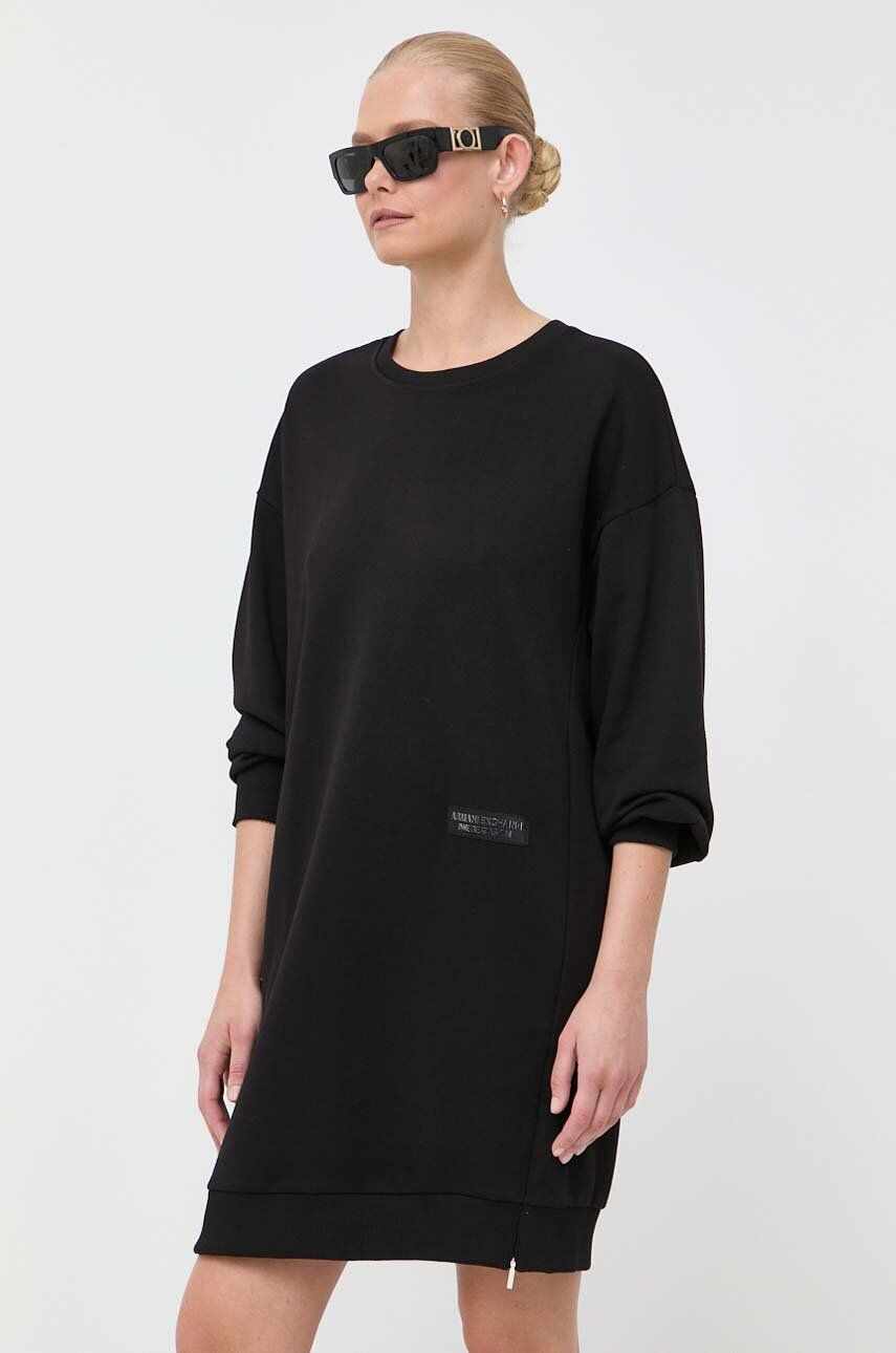 Armani Exchange rochie culoarea negru, mini, oversize