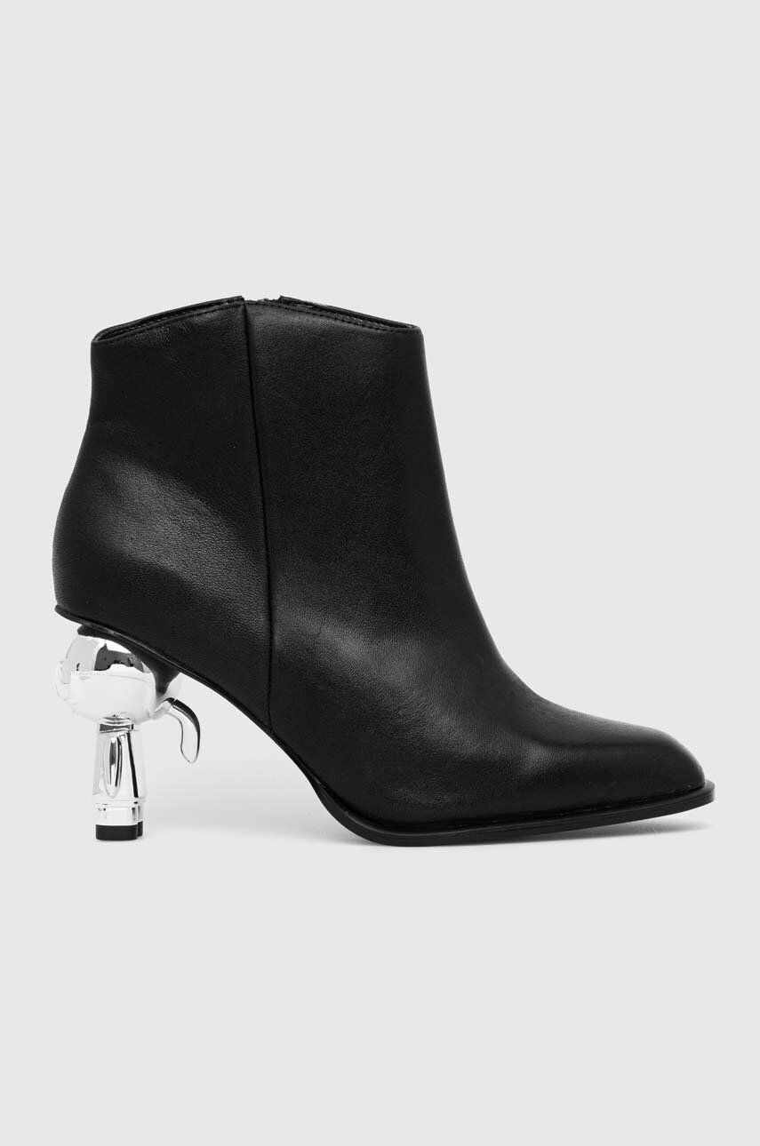 Karl Lagerfeld cizme de piele IKON HEEL femei, culoarea negru, cu toc drept, KL39035