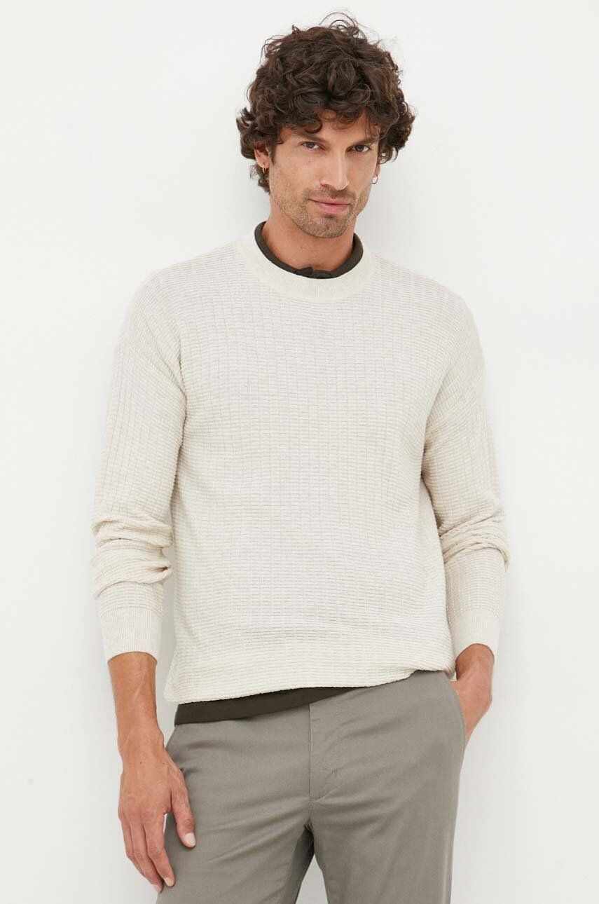 Sisley pulover din amestec de lana barbati, culoarea bej, light