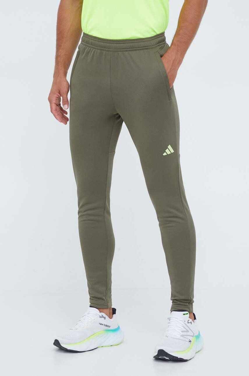 adidas Performance pantaloni de antrenament Train Essentials Seasonal culoarea verde, cu imprimeu